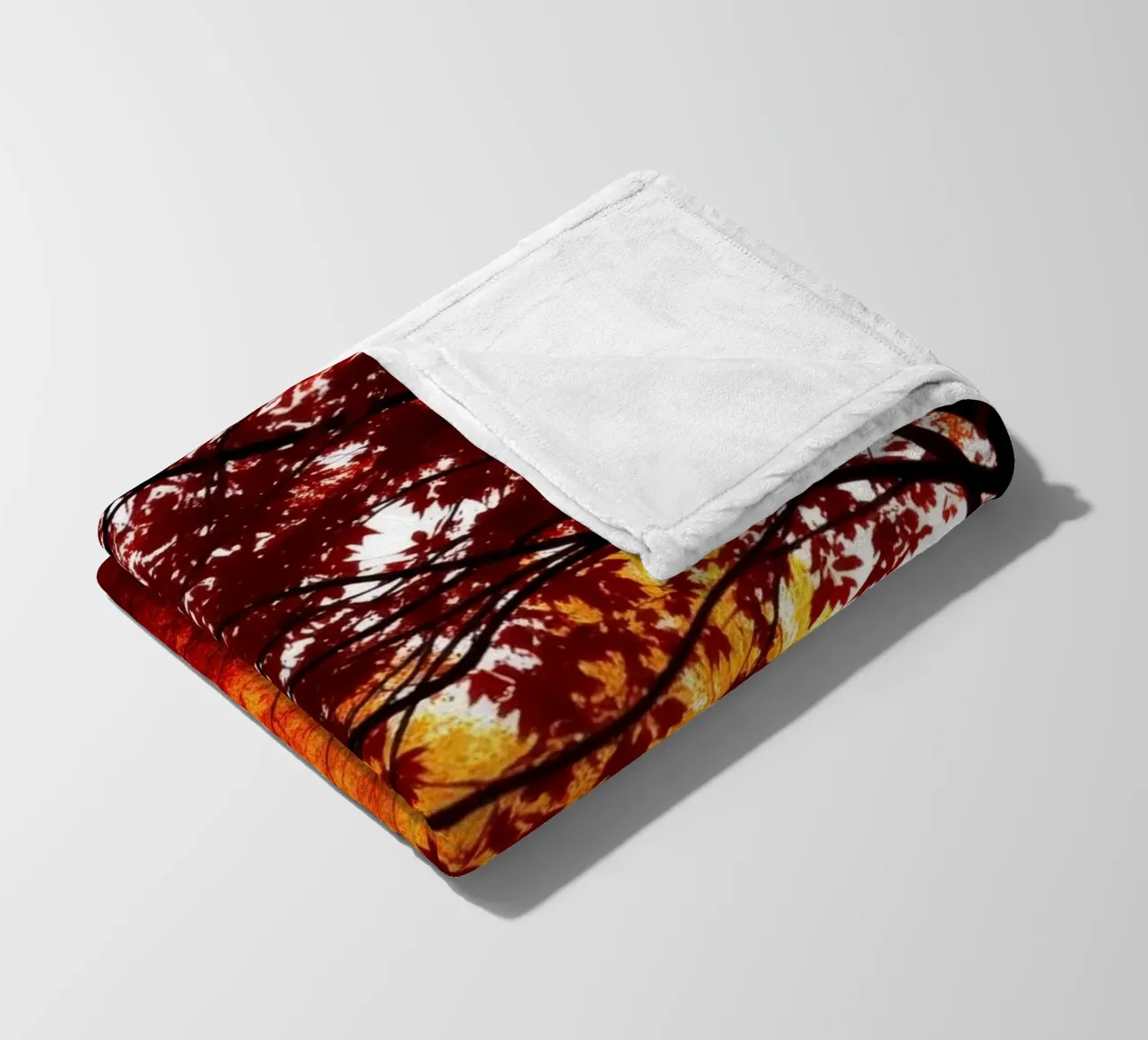 autumn foliage creating vibrant tapestry of reds and orange fleece blanket by DesignDoodle