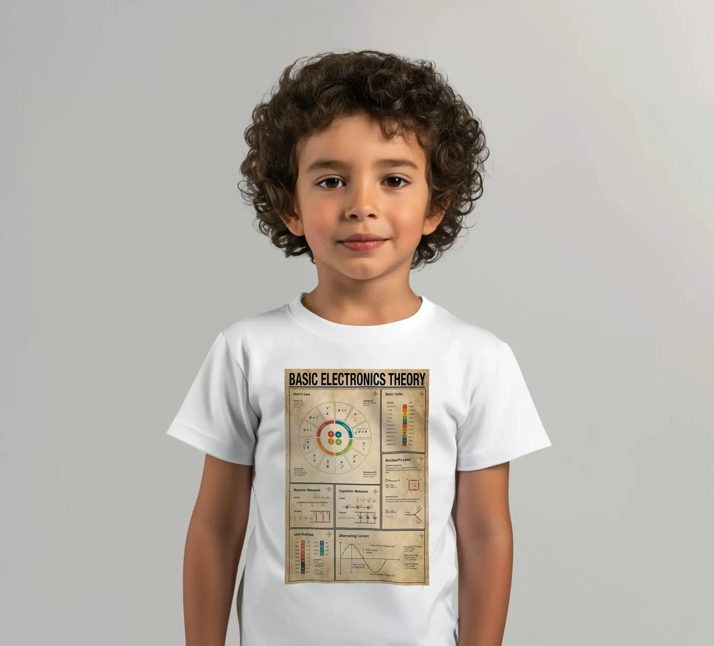 Basic Electronics Theory Poster t-shirt bambini da Maritiknowled