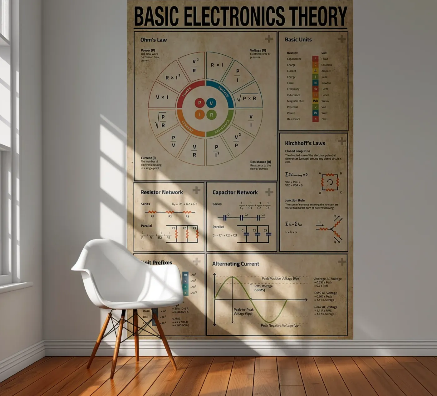 Basic Electronics Theory Poster fotobehang van Maritiknowled