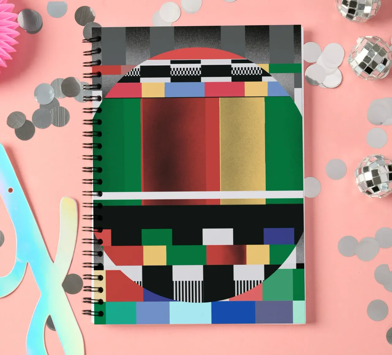 Glitches pattern 03 spiral notebook by Little Dean
