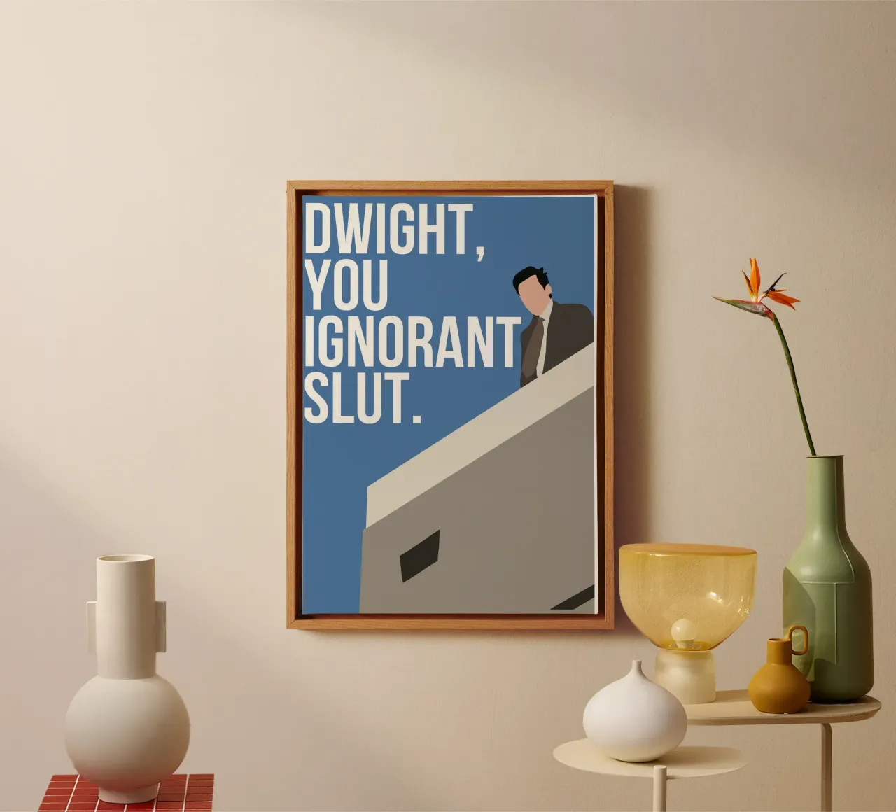 Dwight, You Ignorant tela con Cornice a cassetta da Attaboy Dsgn