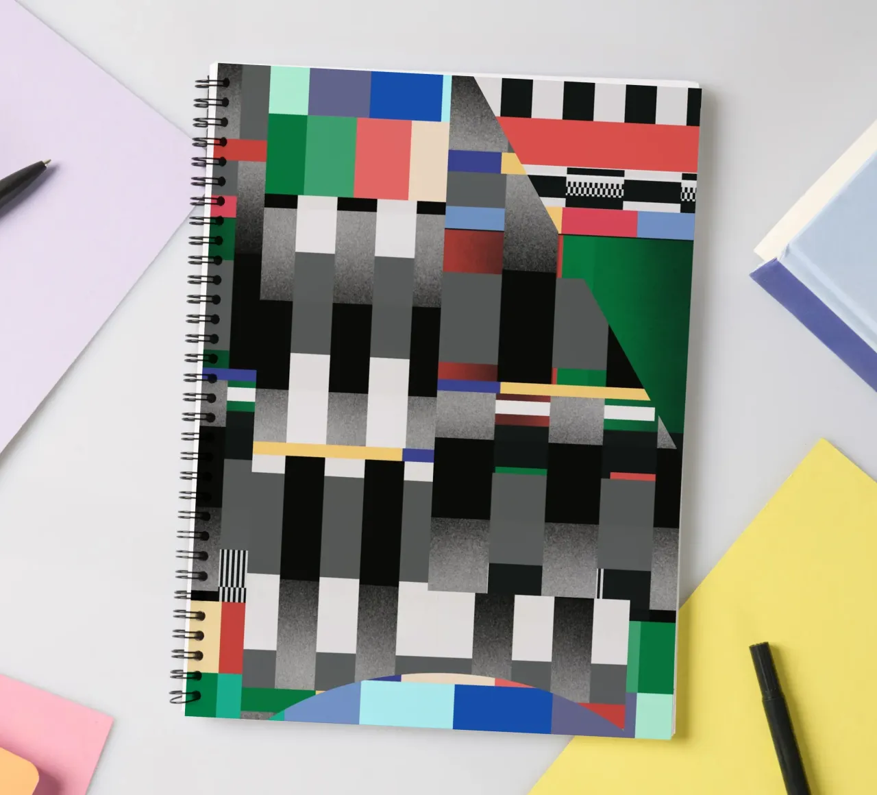Glitches pattern 04 spiral notebook by Little Dean