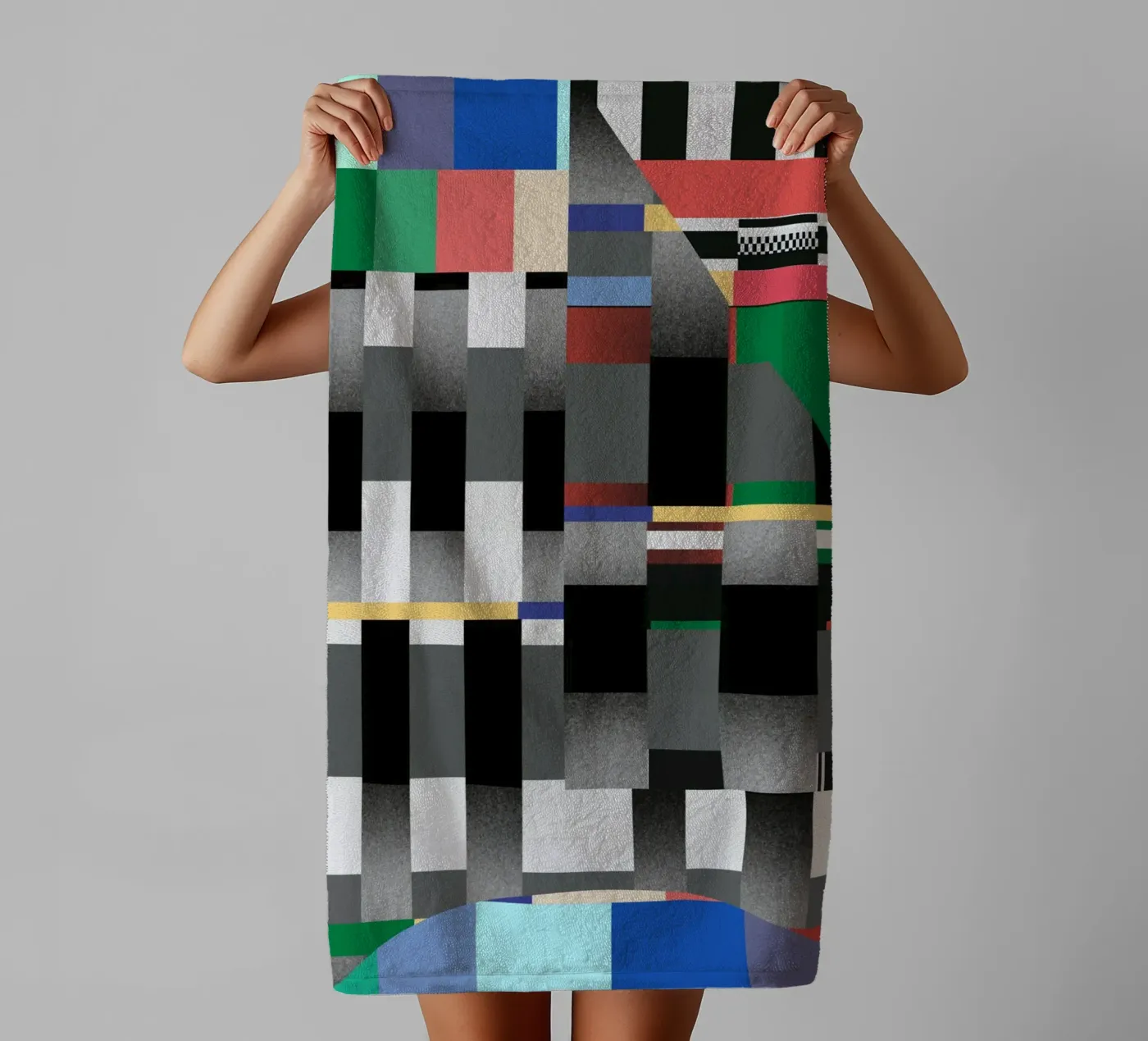 Glitches pattern 04 towel by Little Dean