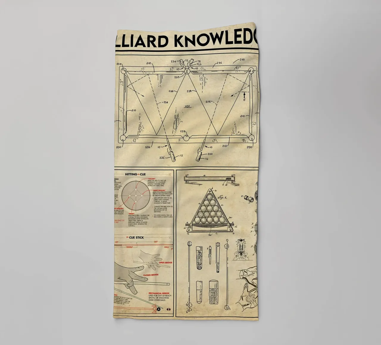 Poster sulla conoscenza del biliardo asciugamano da bagno da Maritiknowled
