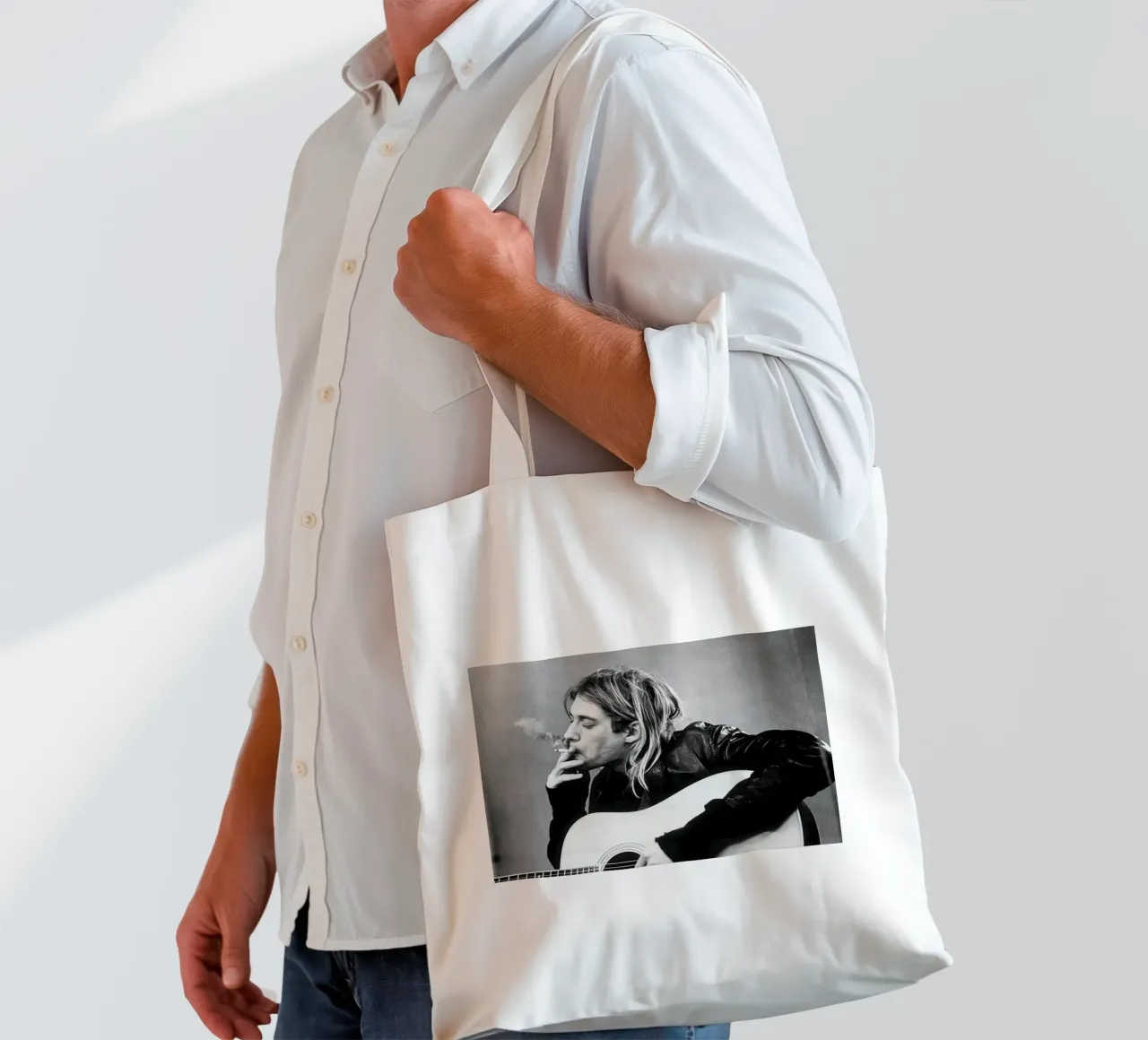 Kurt Cobain Classico B&N borsa in juta da Beth Pop Culture
