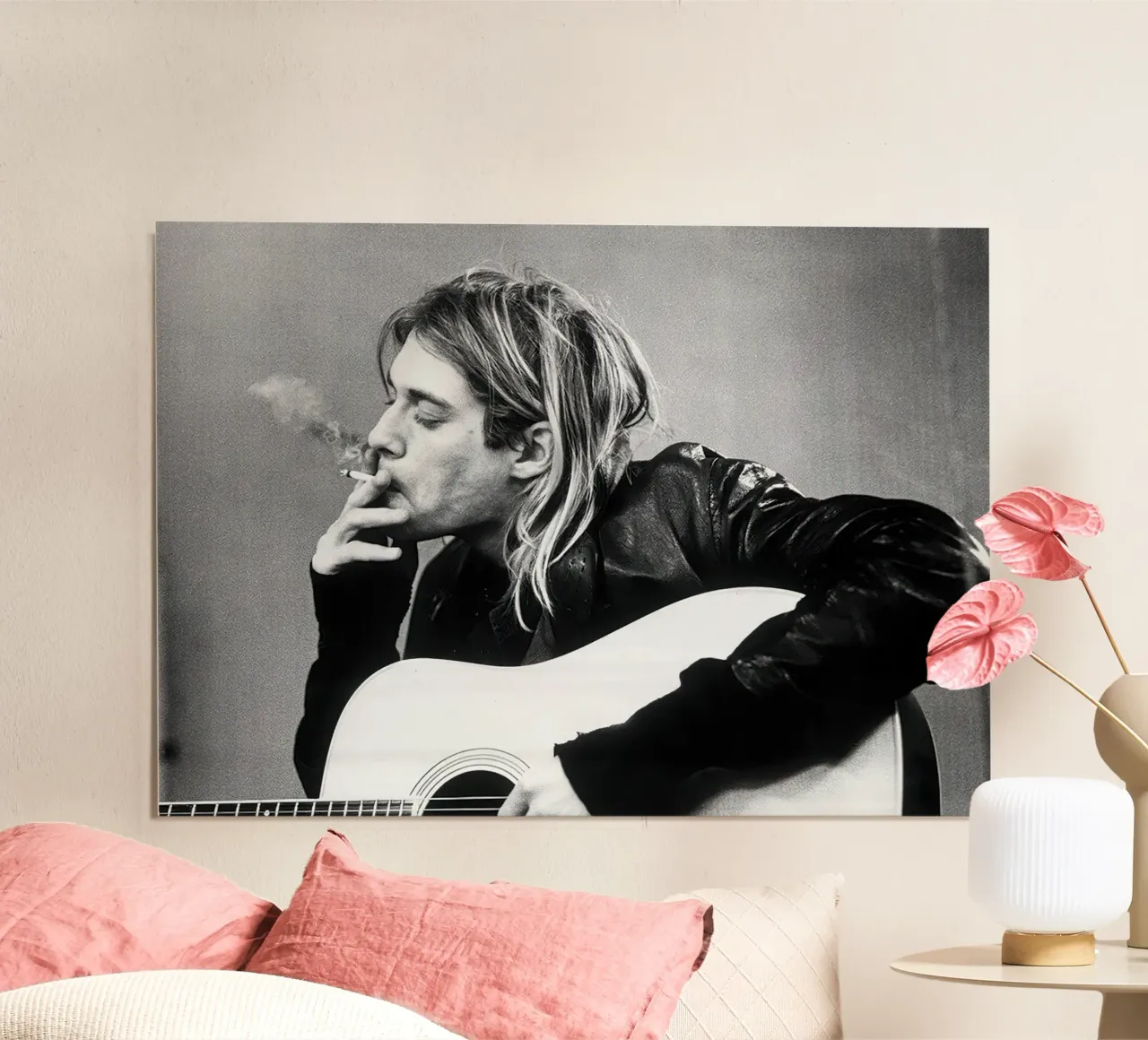 Kurt Cobain Classico B&N poster con telaio in plastica da Beth Pop Culture