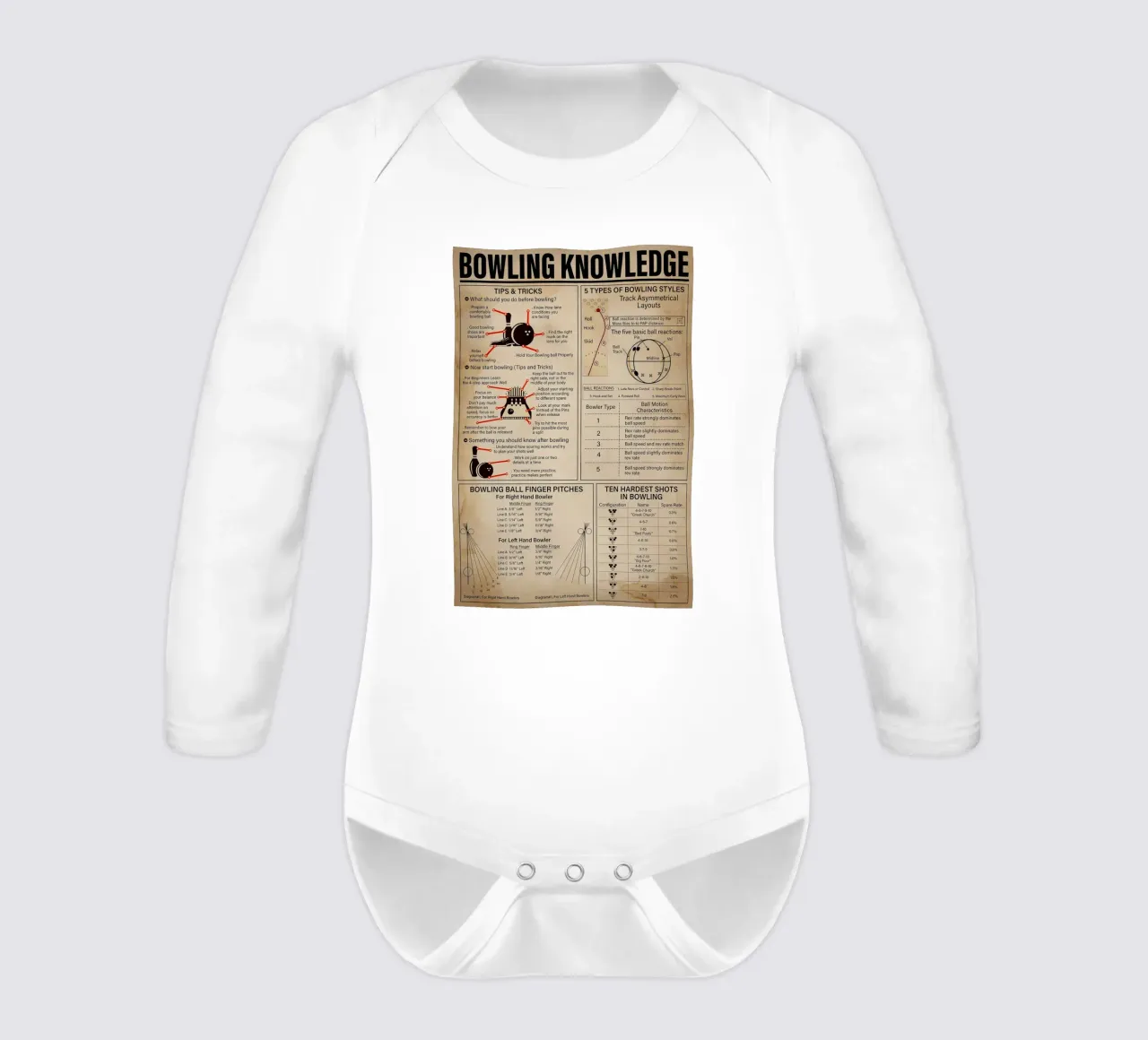 Wissensposter Bowling Langarm Babybody von Maritiknowled