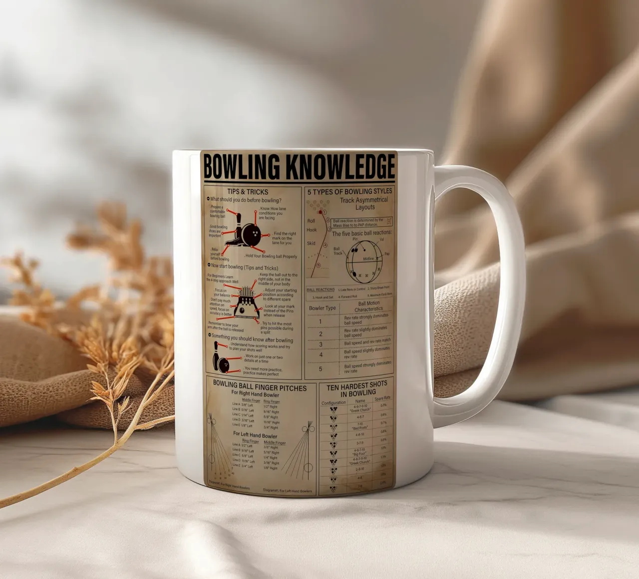 Poster sulla conoscenza del bowling tazza in ceramica da Maritiknowled