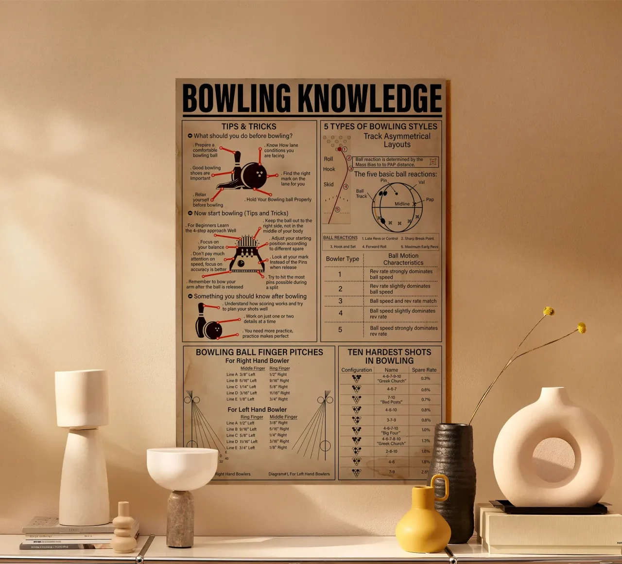 Bowling Kennis Poster acryl van Maritiknowled
