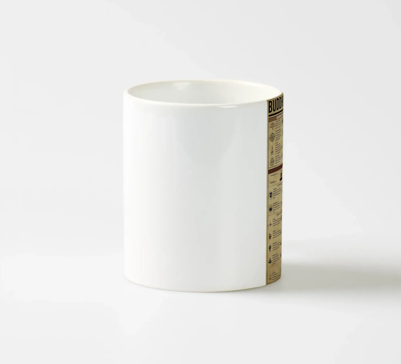 Poster sulla conoscenza del buddismo tazza in ceramica da Maritiknowled
