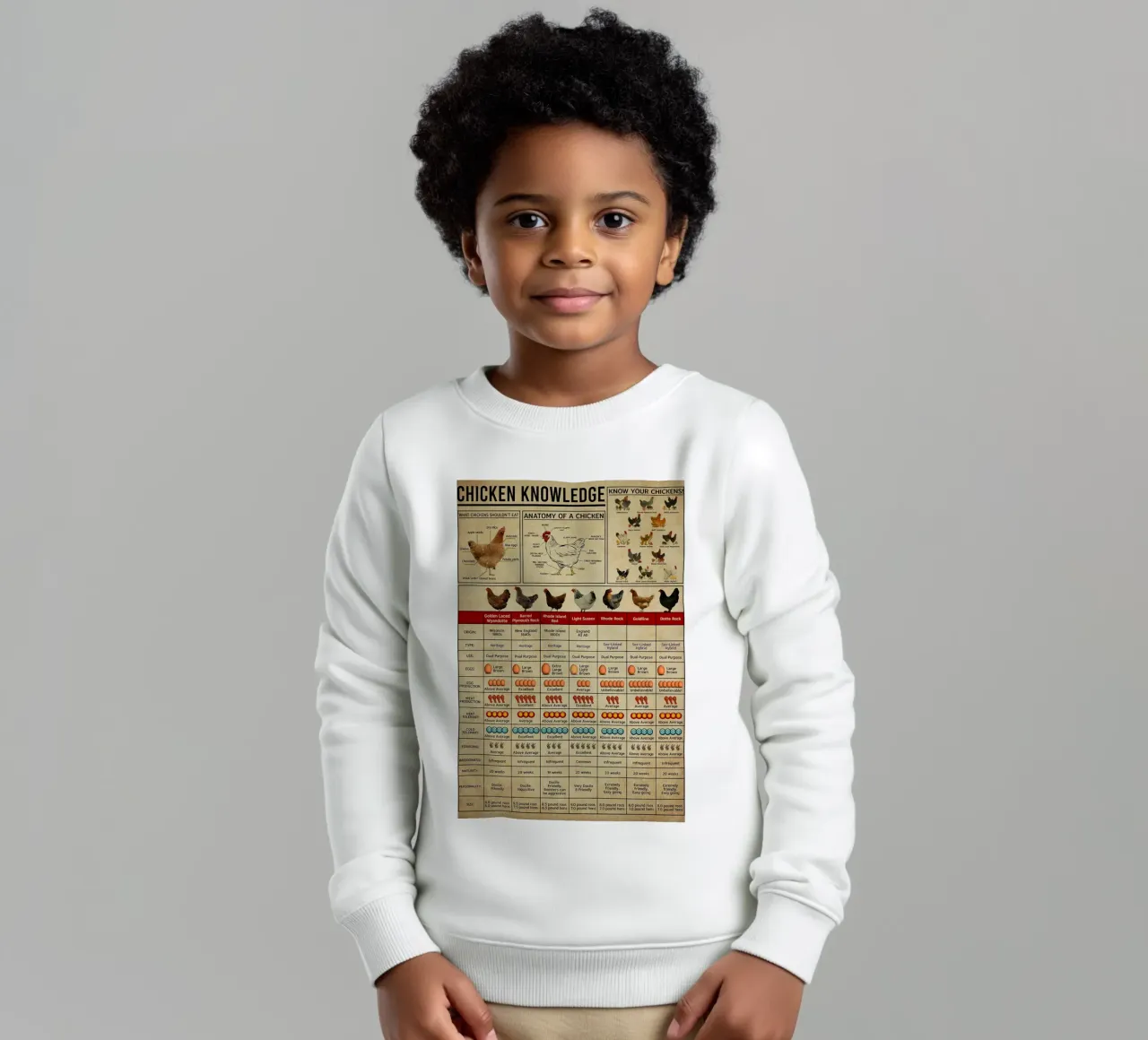 Poster sulla conoscenza dei polli felpa bambino da Maritiknowled