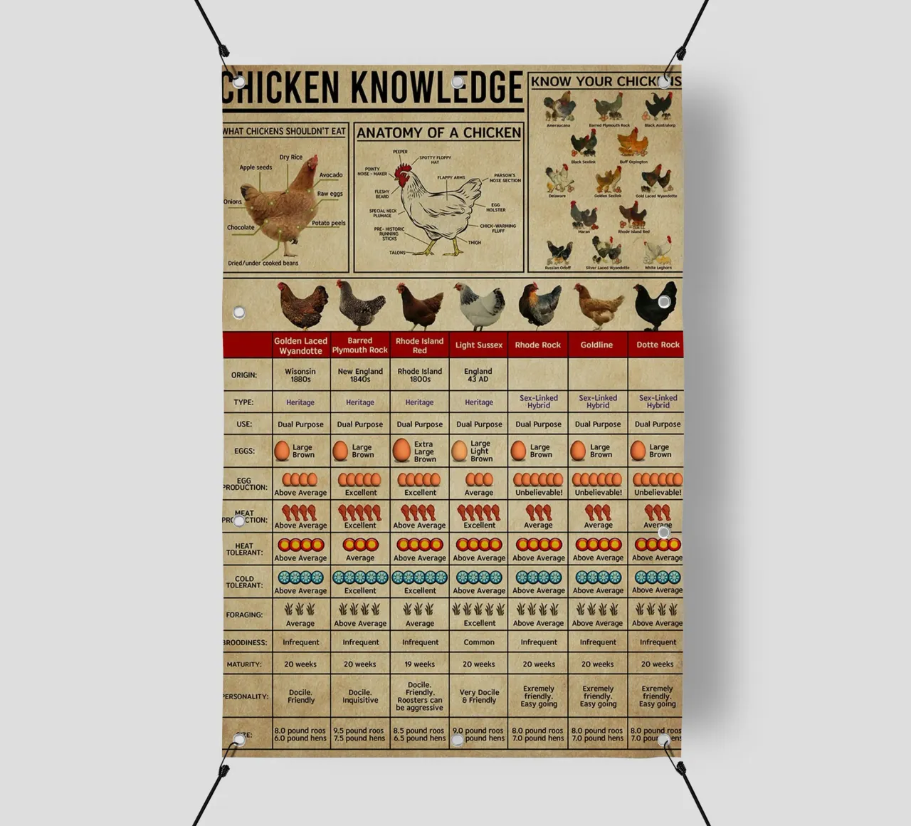 Poster sulla conoscenza dei polli telo in pvc da Maritiknowled