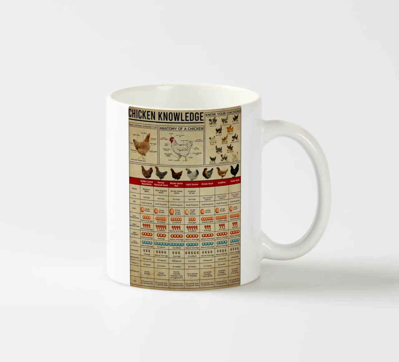 Poster sulla conoscenza dei polli tazza in ceramica da Maritiknowled