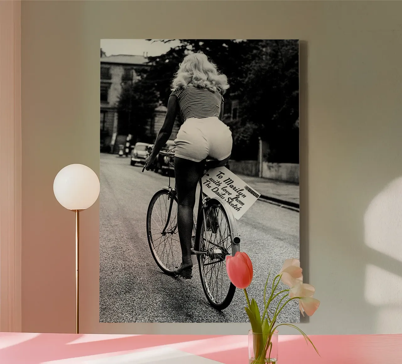 Marilyn Monroe Riding Bicycle canvas by Beth Pop Culture