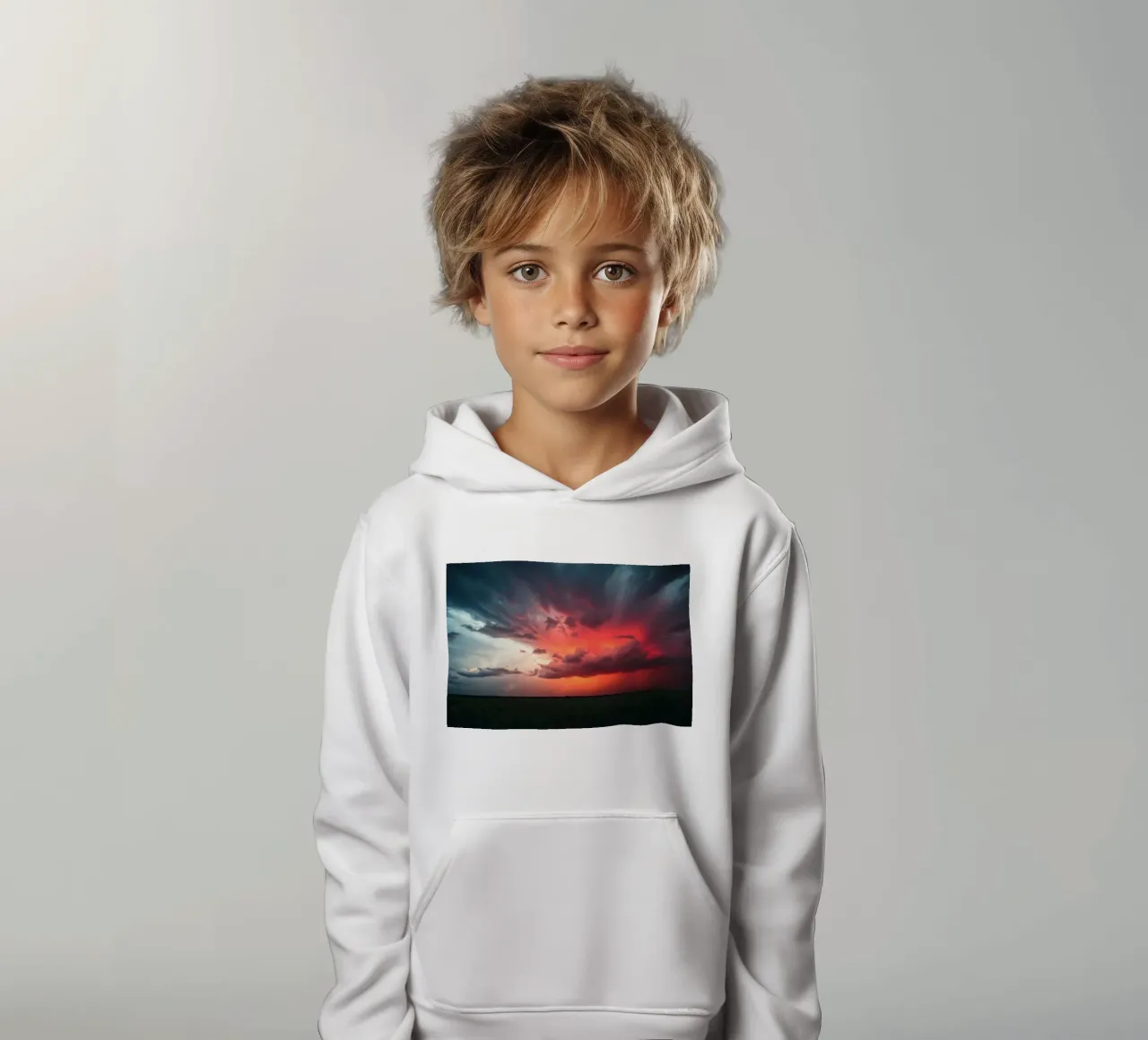 Un fondo que representa el cielo con colores complementarios sudadera con capucha para niño de DesignDoodle