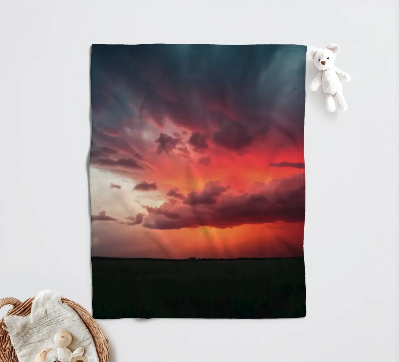 A background depicting sky with complimentary colors fleece blanket by DesignDoodle