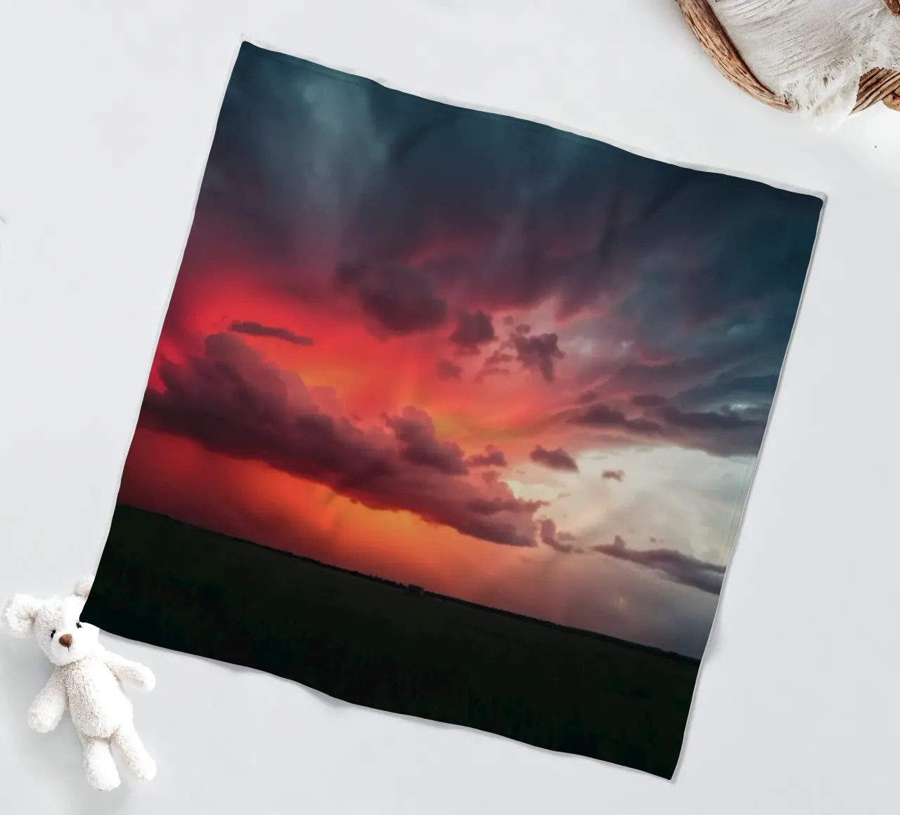 A background depicting sky with complimentary colors fleece blanket by DesignDoodle