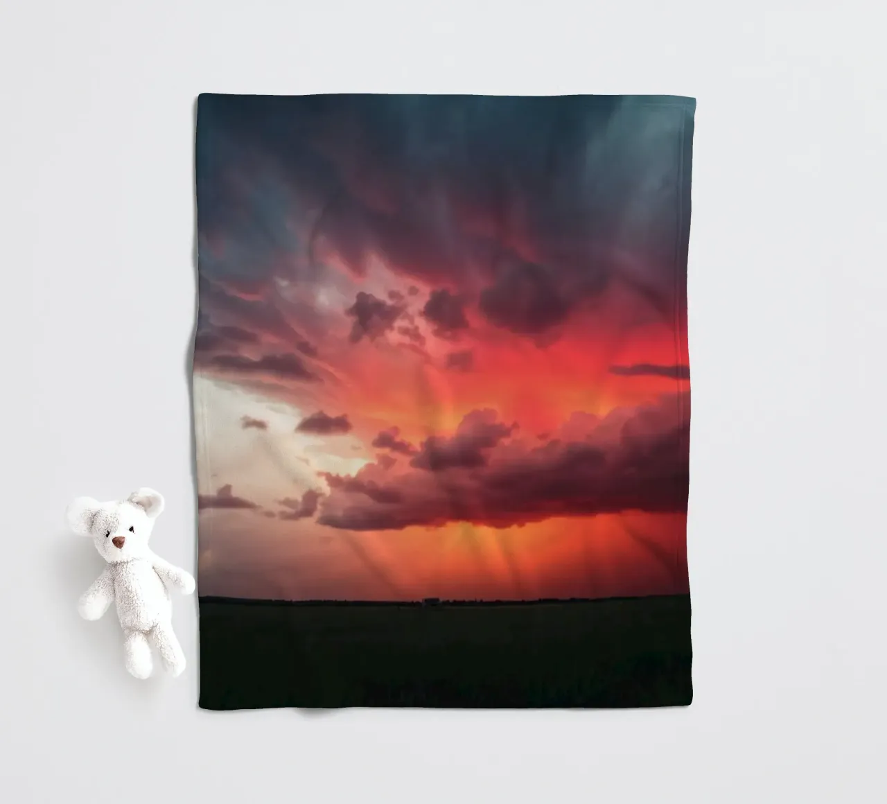 A background depicting sky with complimentary colors fleece blanket by DesignDoodle