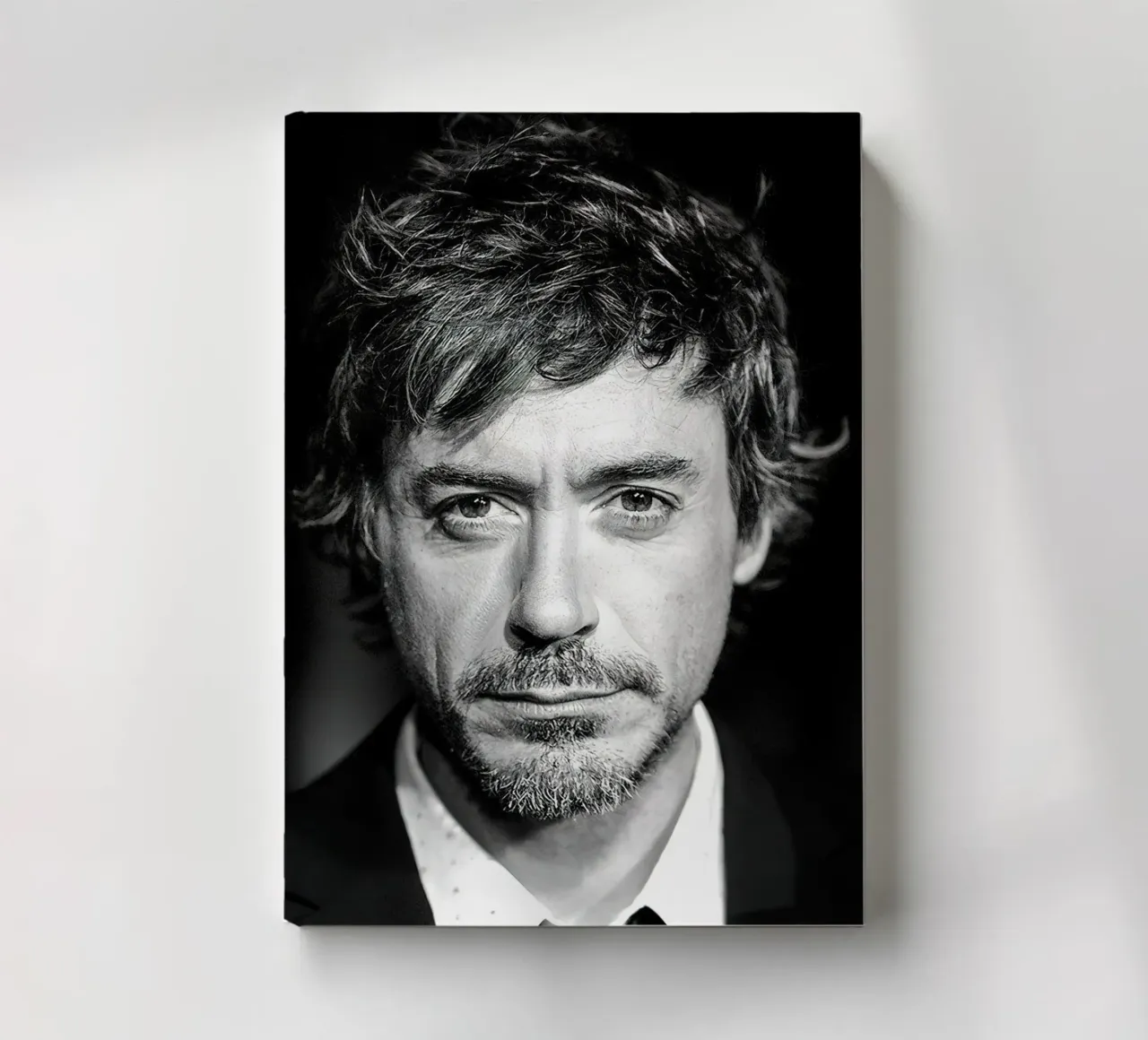 Robert Downey Jr Portrait B&W notebook by Beth Pop Culture
