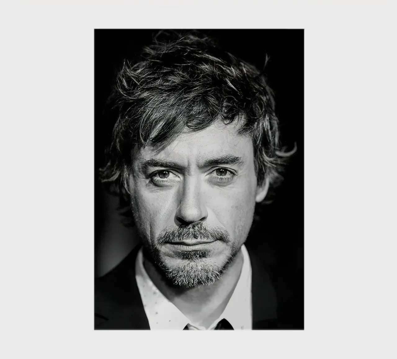 Robert Downey Jr Portrait B&W notebook by Beth Pop Culture