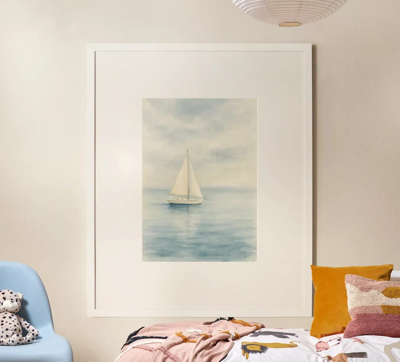 Solitary Sail poster con telaio in alluminio da Mosaic Dialogue