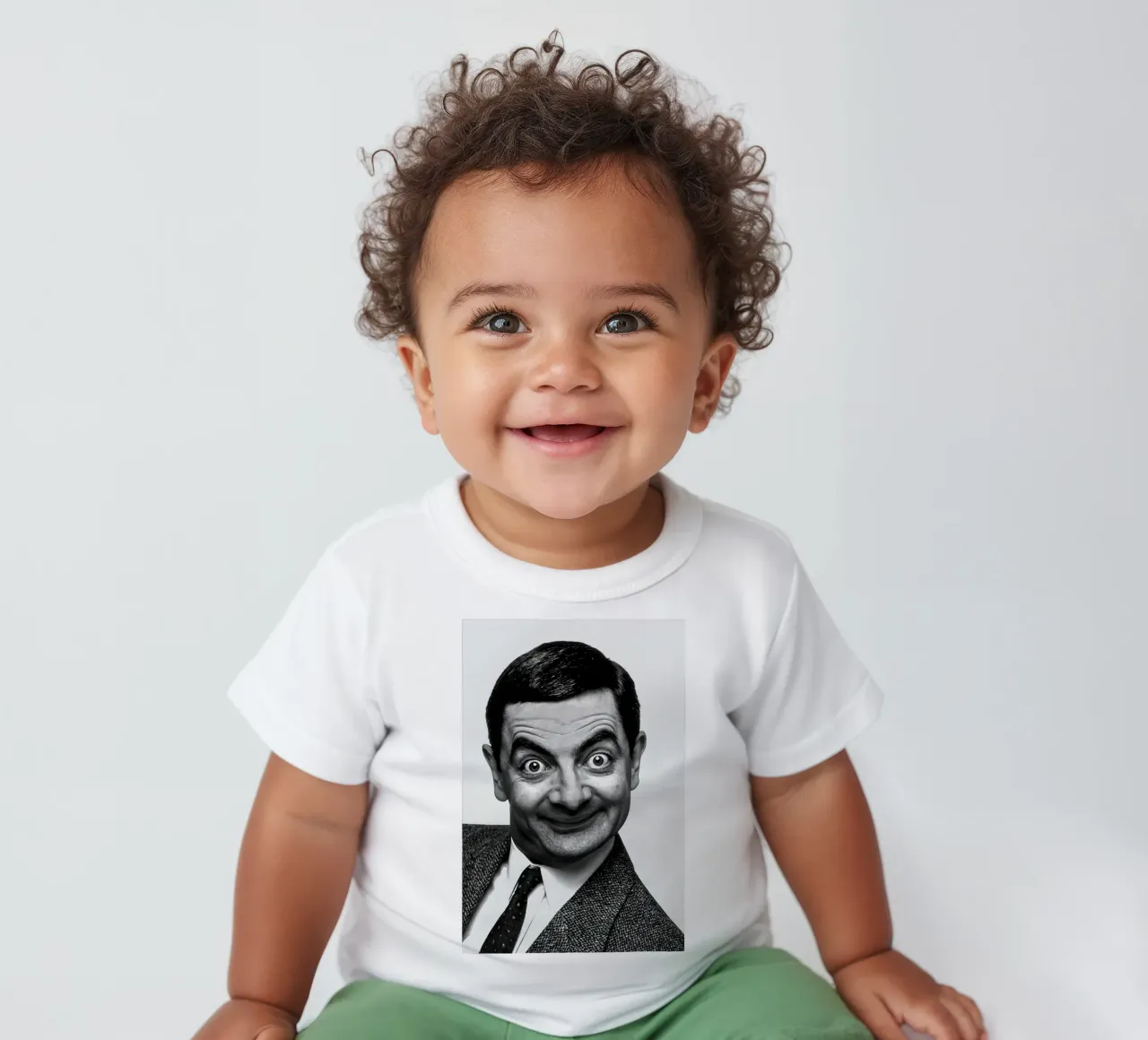 Sorriso iconico di Rowan Atkinson Mr. Bean maglietta neonato da Beth Pop Culture