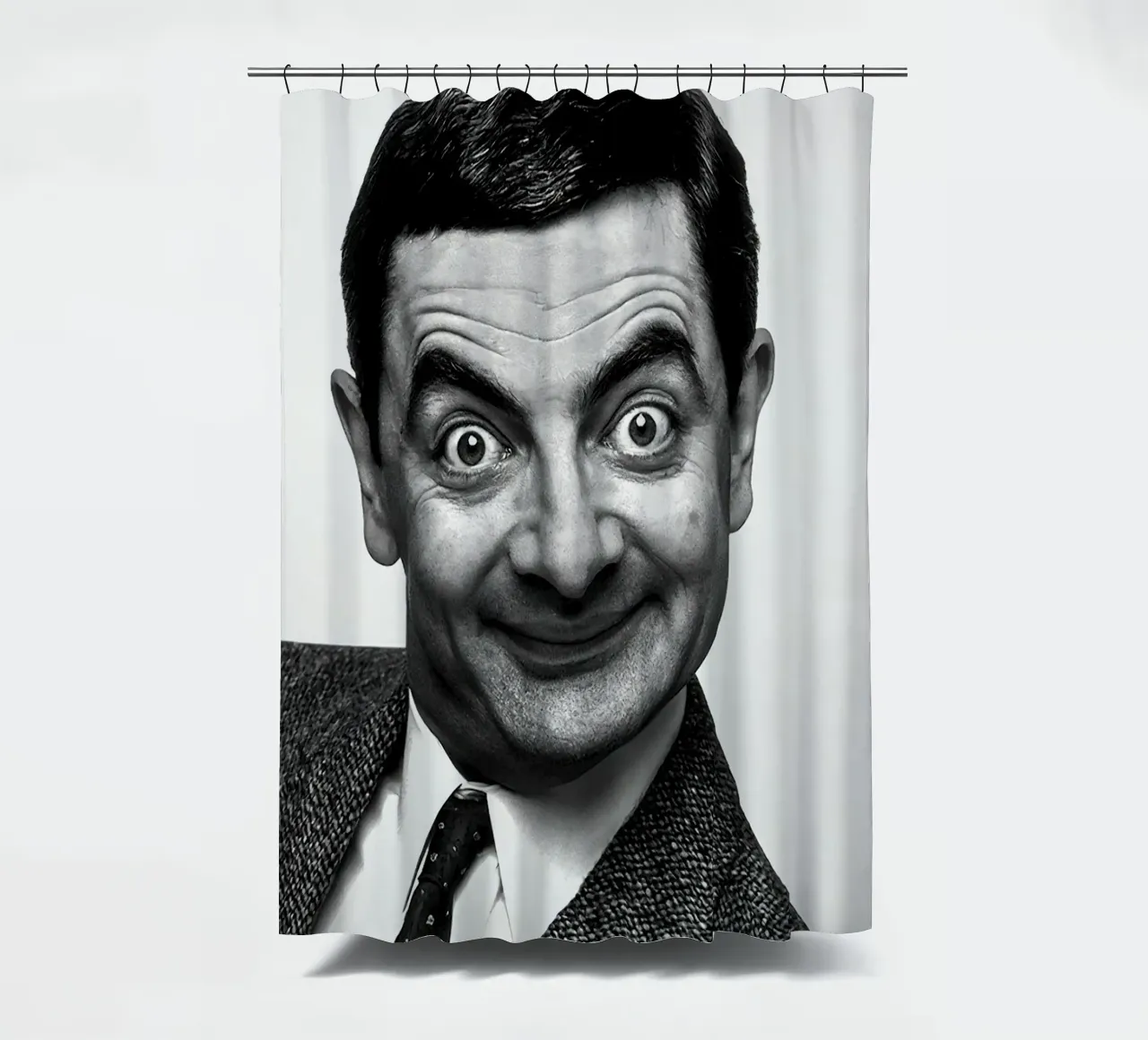 Sorriso iconico di Rowan Atkinson Mr. Bean tenda da doccia da Beth Pop Culture