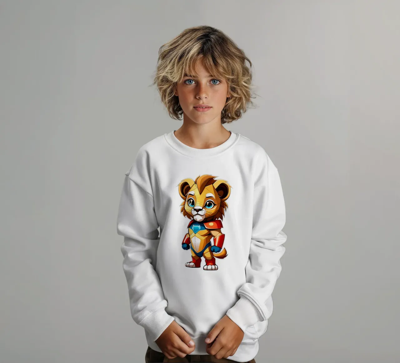 Leone, cucciolo di leone come supereroe_1 felpa bambino da Tierisch bunt by LK