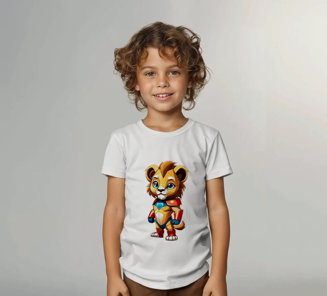 Lion, baby lion as superhero_1 kids t-shirt by Tierisch bunt by LK