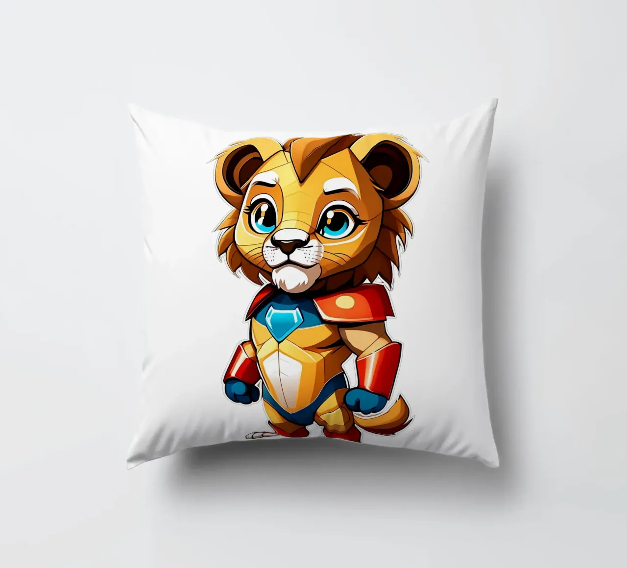 Leone, cucciolo di leone come supereroe_1 cuscino da Tierisch bunt by LK