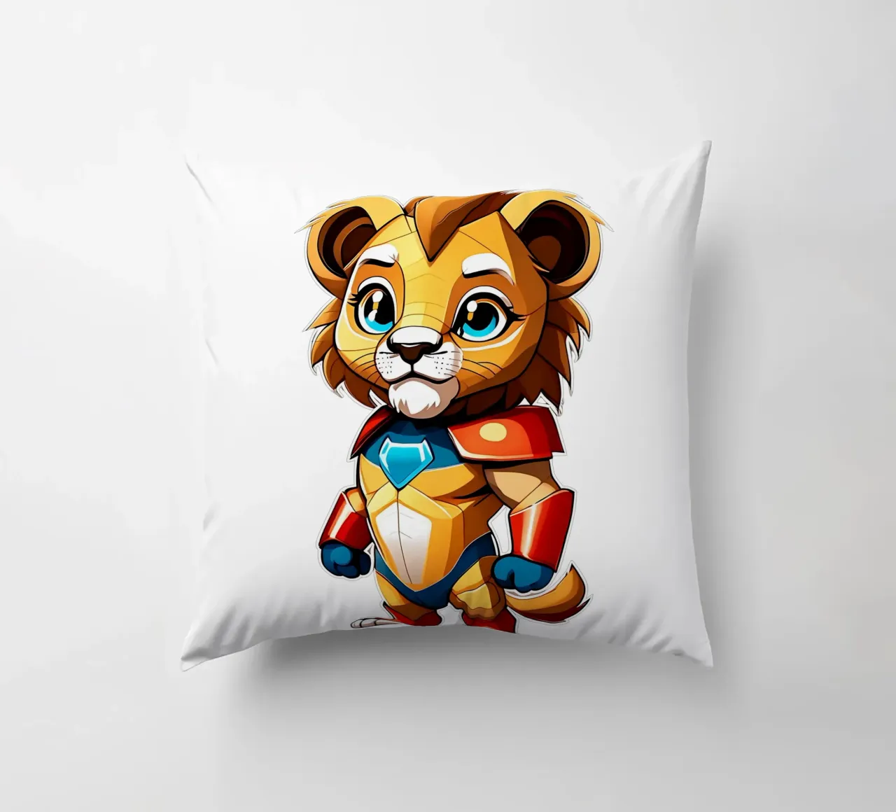 Leone, cucciolo di leone come supereroe_1 cuscino da Tierisch bunt by LK