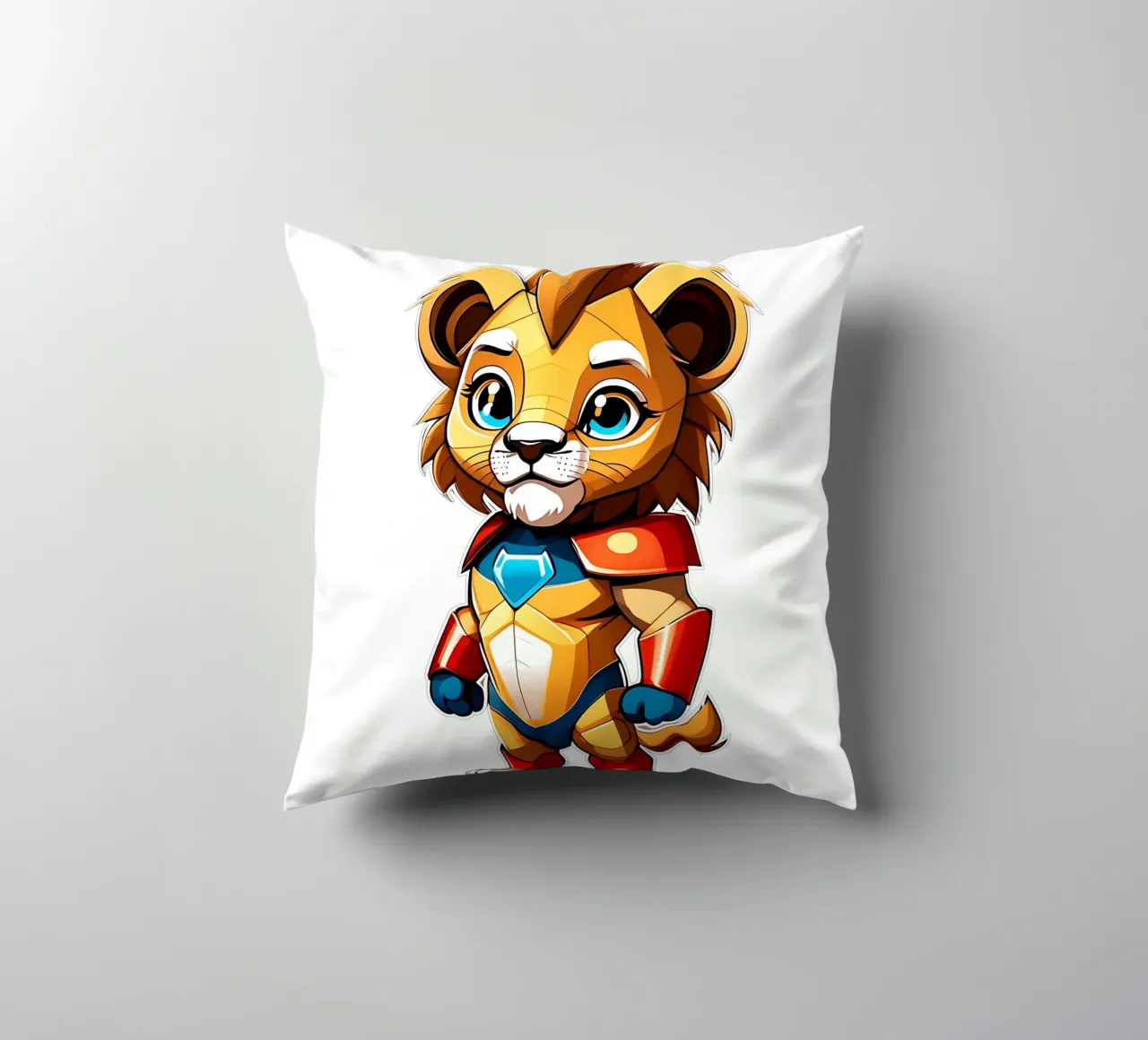 Leone, cucciolo di leone come supereroe_1 cuscino da Tierisch bunt by LK
