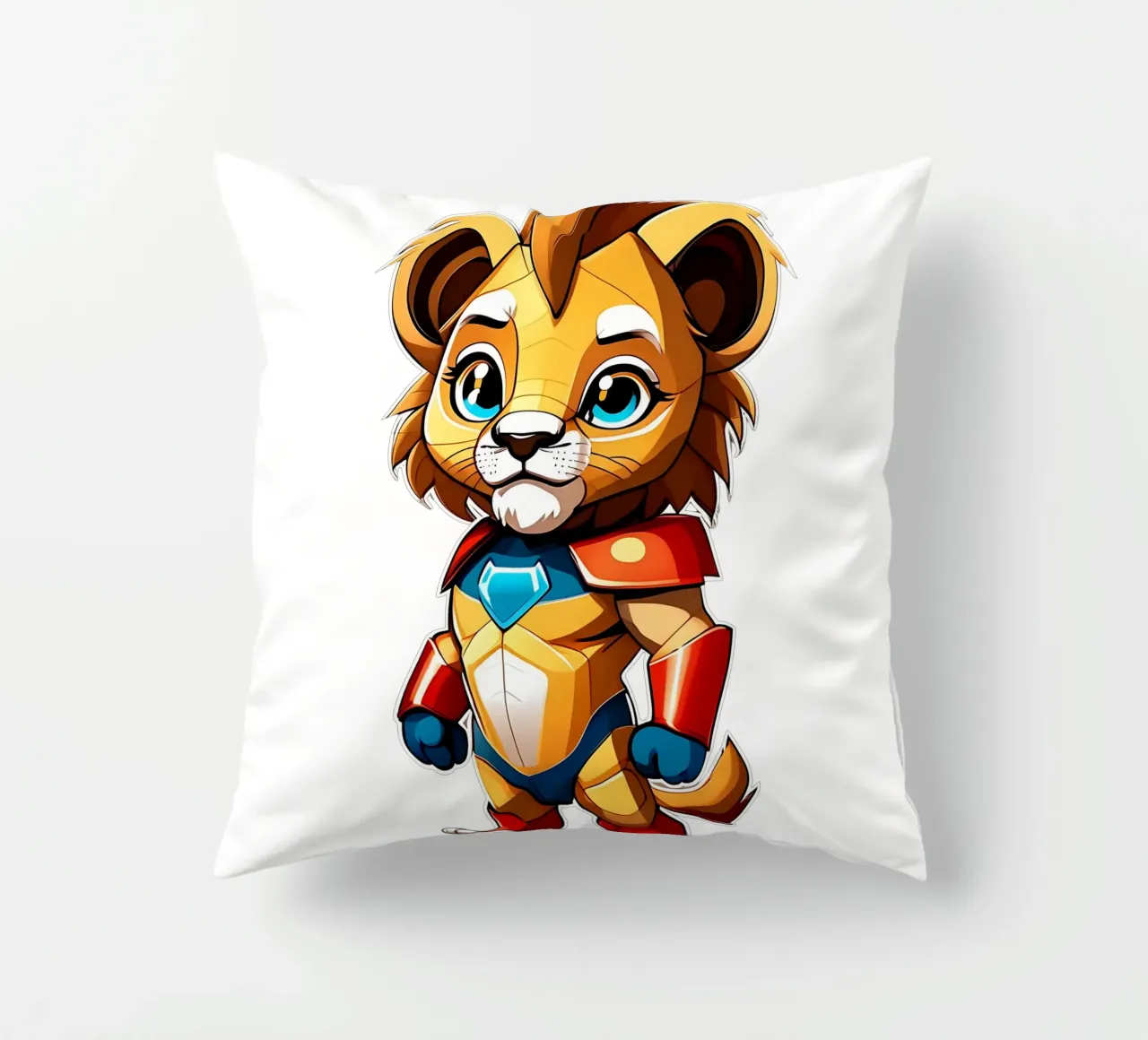 Leone, cucciolo di leone come supereroe_1 cuscino da Tierisch bunt by LK