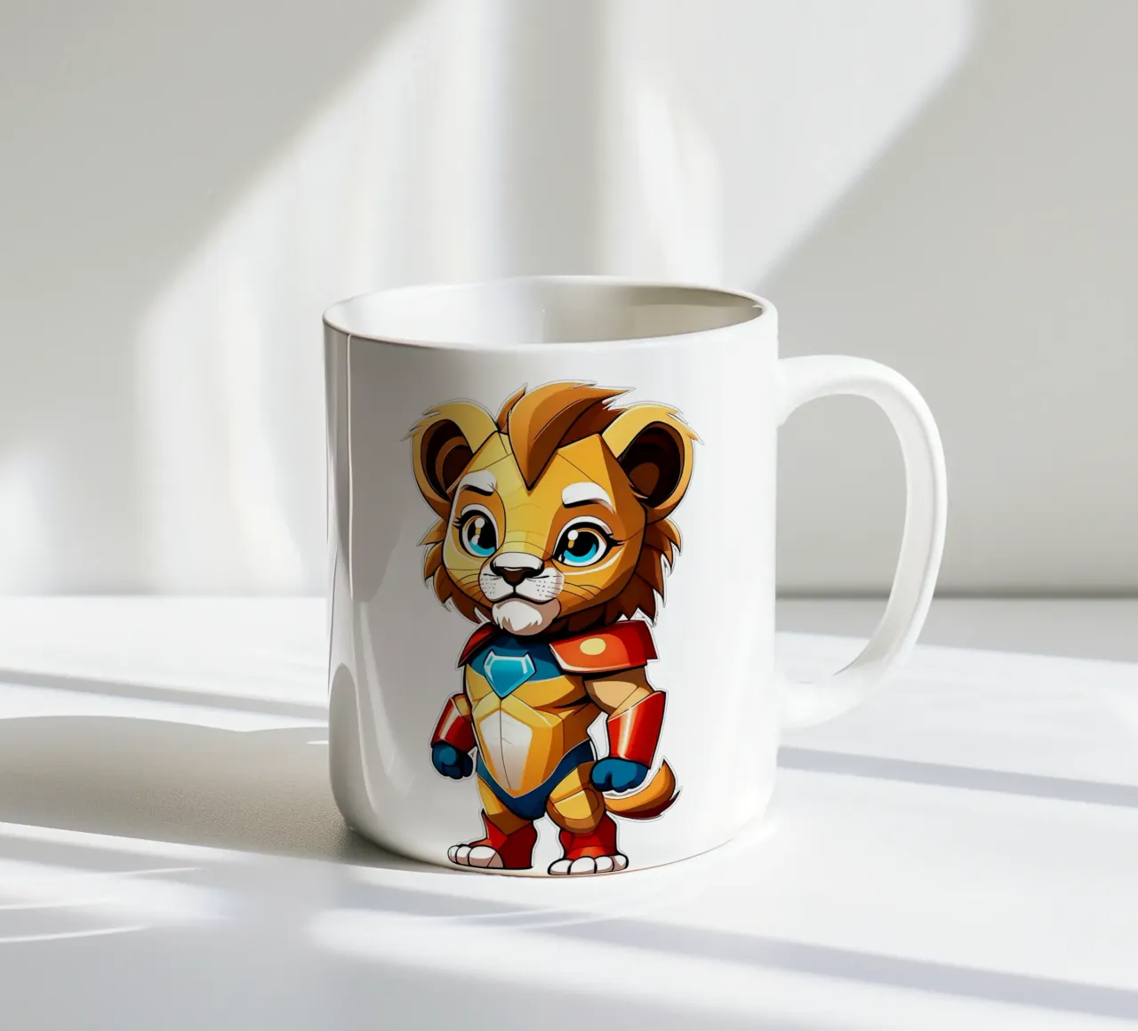 Leone, cucciolo di leone come supereroe_1 tazza in ceramica da Tierisch bunt by LK