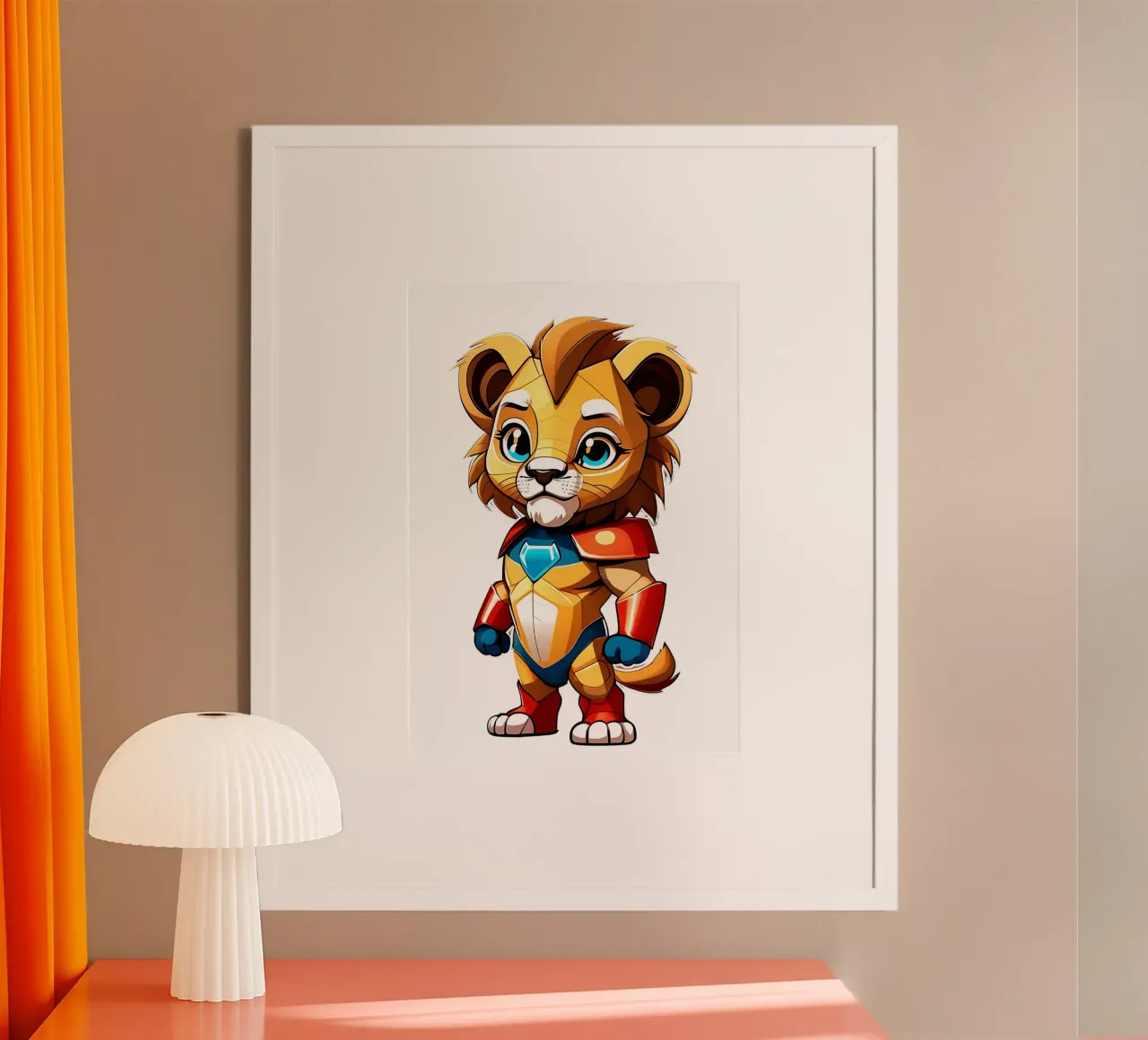 Leone, cucciolo di leone come supereroe_1 carta hahnemühle da Tierisch bunt by LK