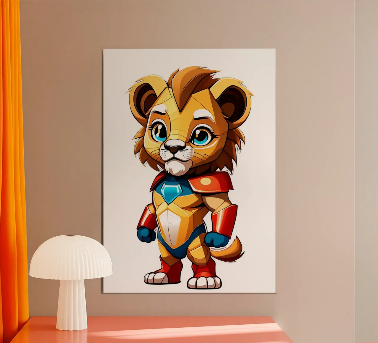 Leone, cucciolo di leone come supereroe_1 carta hahnemühle da Tierisch bunt by LK