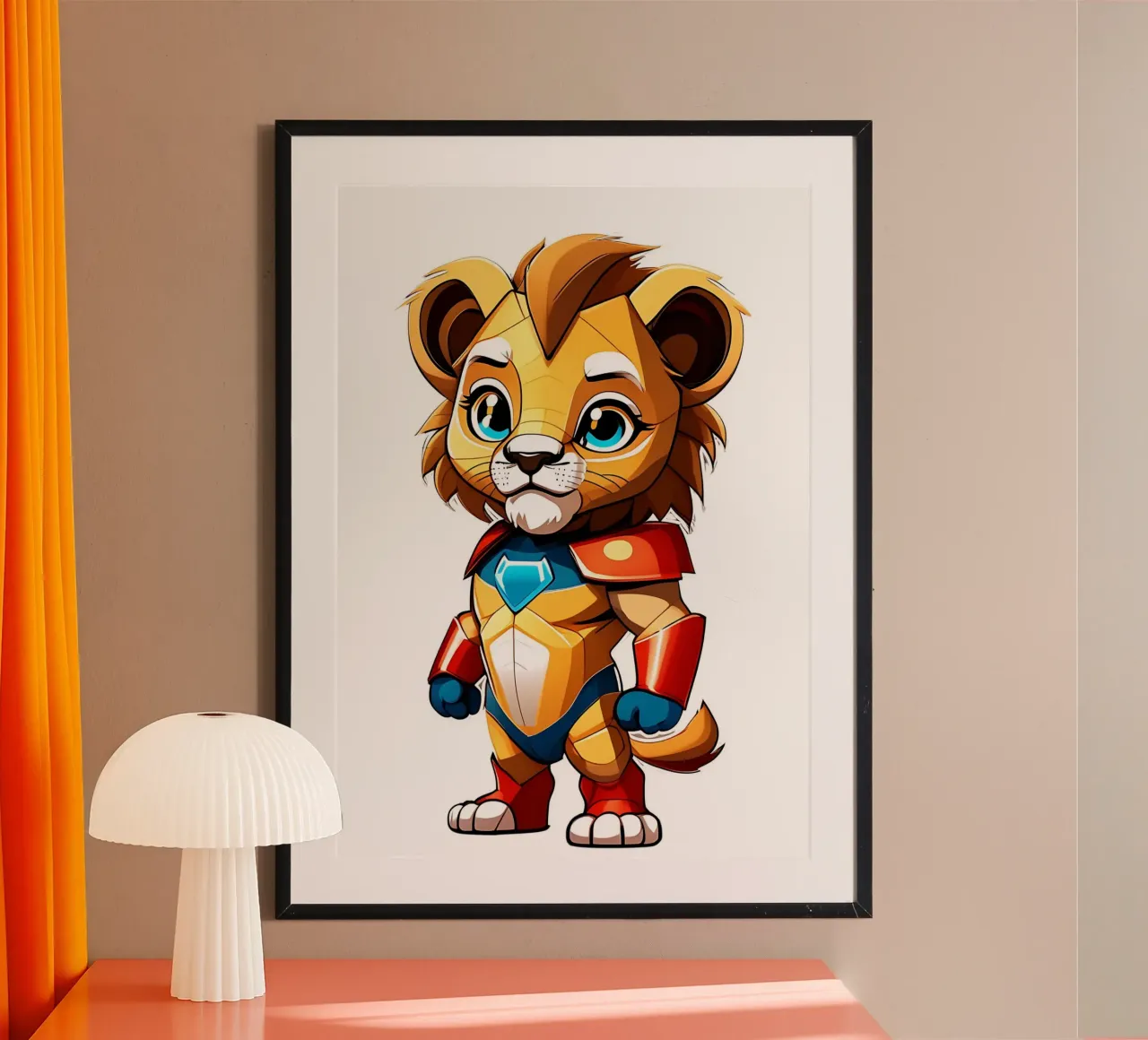 Leone, cucciolo di leone come supereroe_1 carta hahnemühle da Tierisch bunt by LK