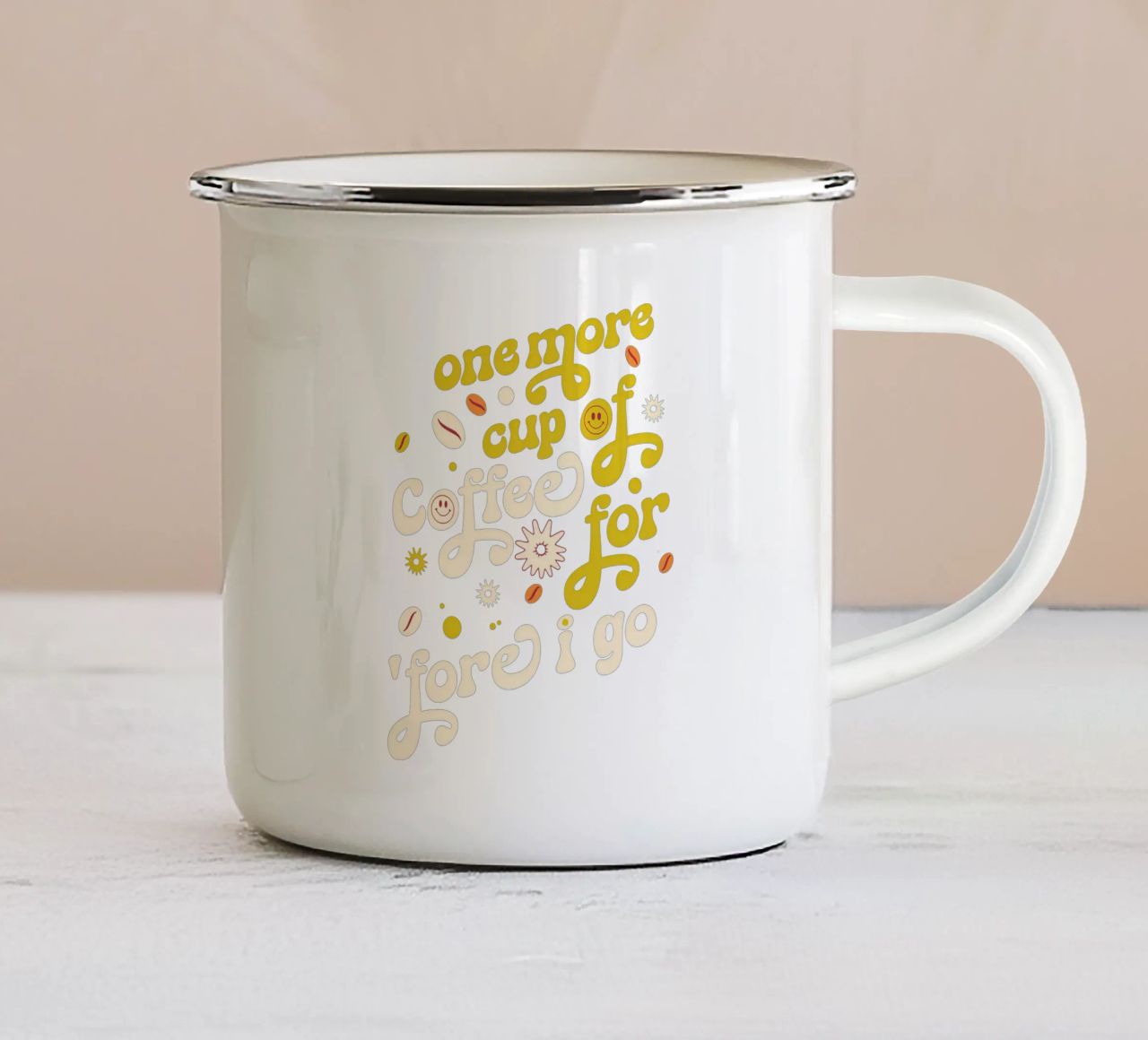 Encore une tasse de café avant de partir mug en émail de Gunawan Rb