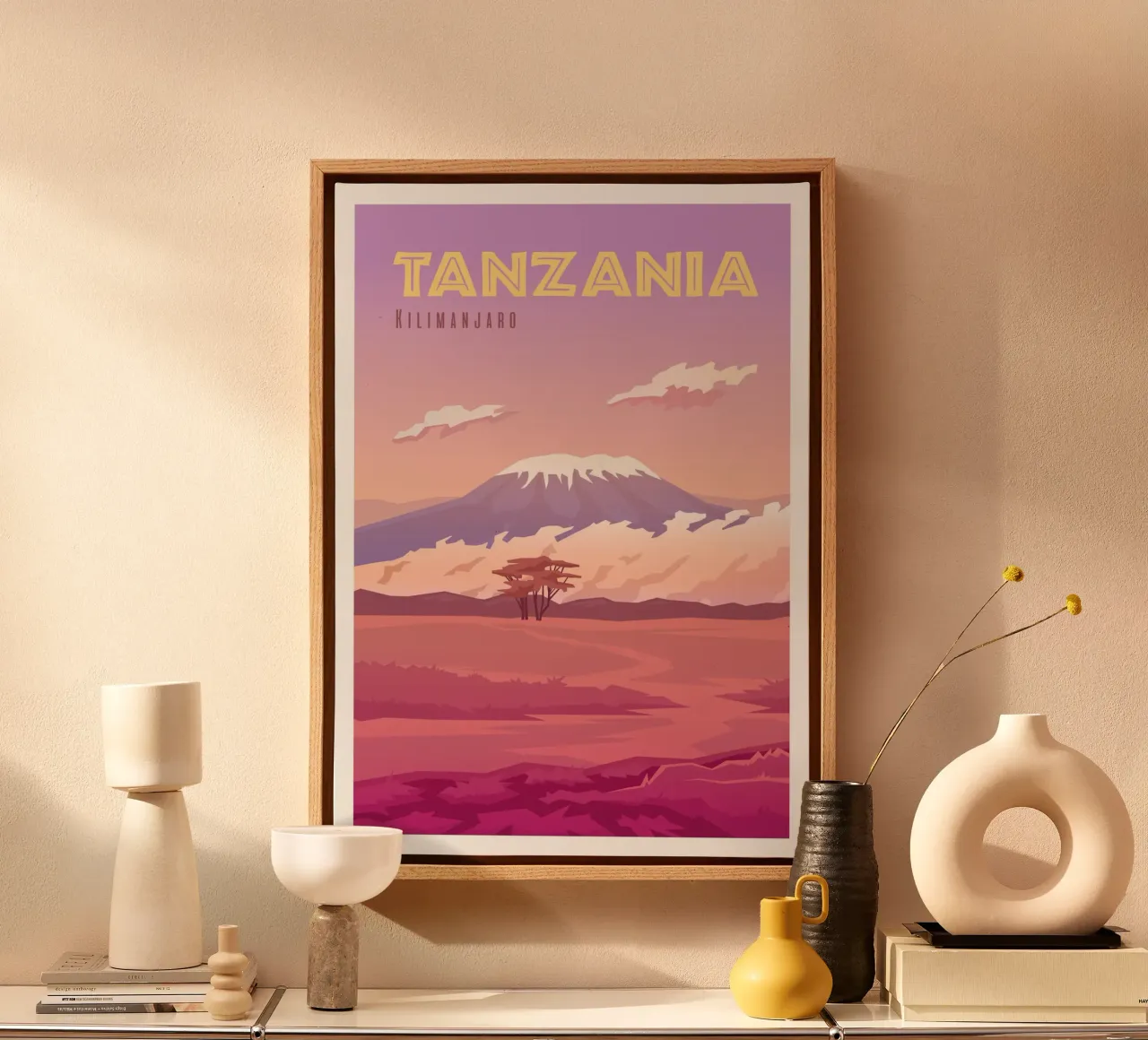 Kilimangiaro, Tanzania tela con Cornice a cassetta da Wanderlust Vibes