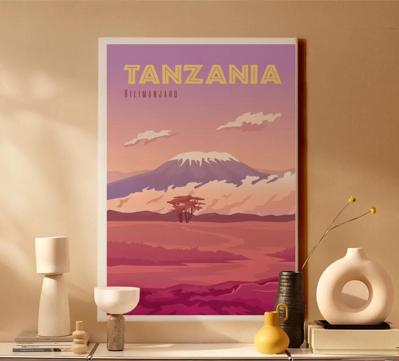 Kilimangiaro, Tanzania tela con Cornice a cassetta da Wanderlust Vibes