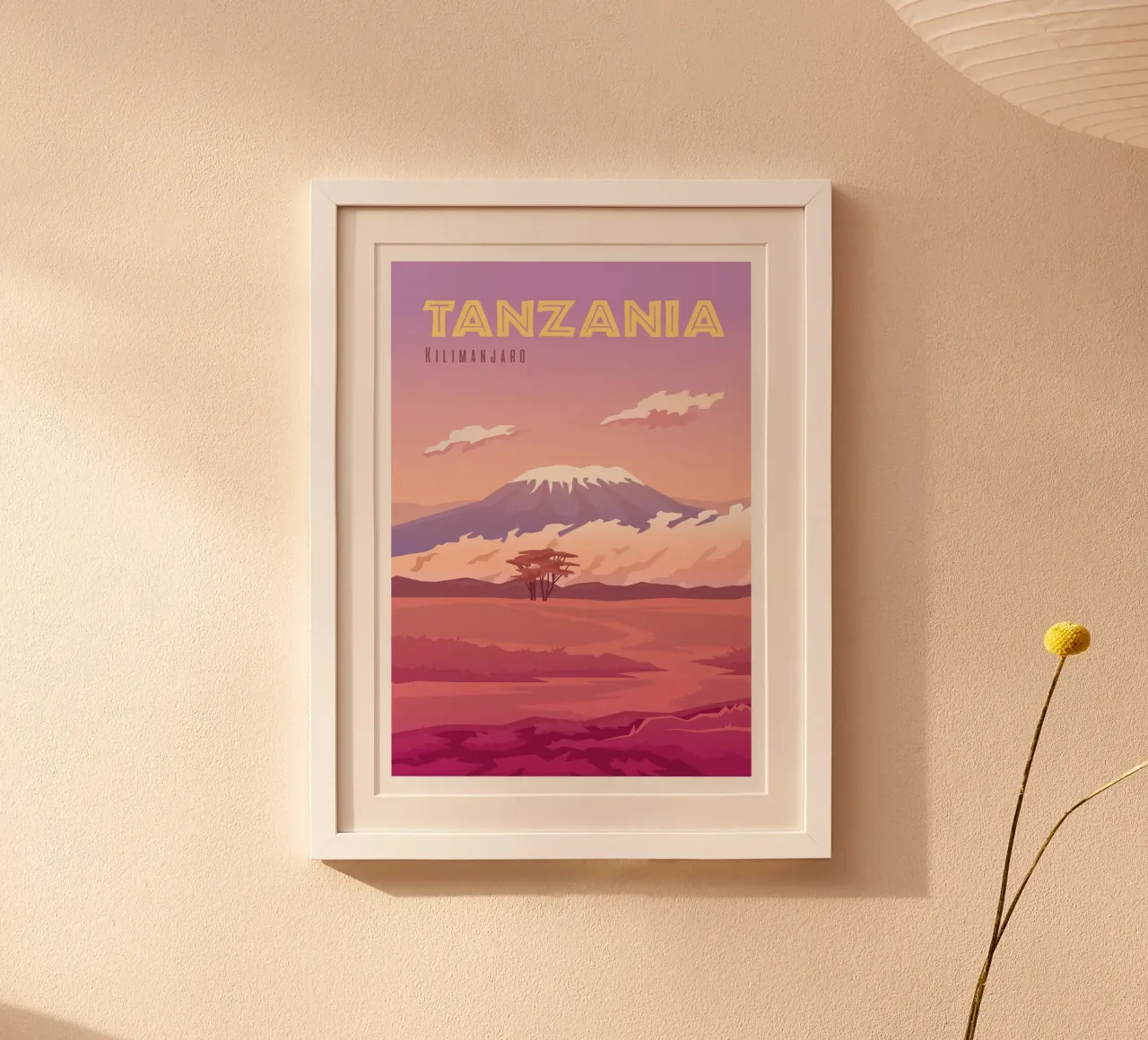 Kilimangiaro, Tanzania poster con telaio in legno da Wanderlust Vibes