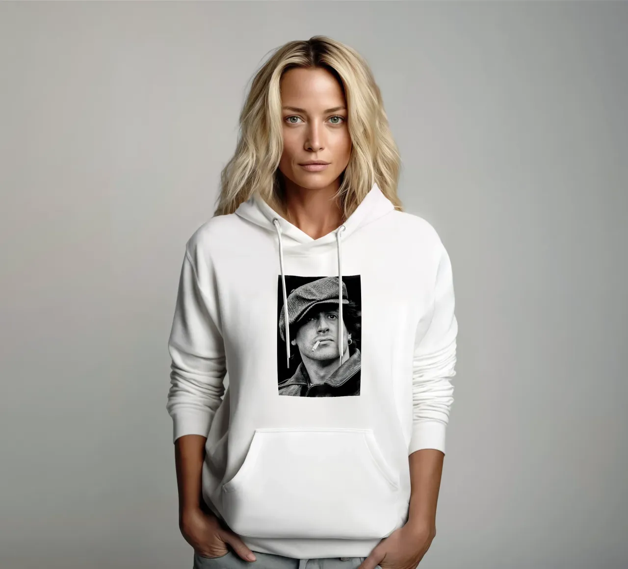 Ritratto d'epoca di Sylvester Stallone felpa con cappuccio da Beth Pop Culture