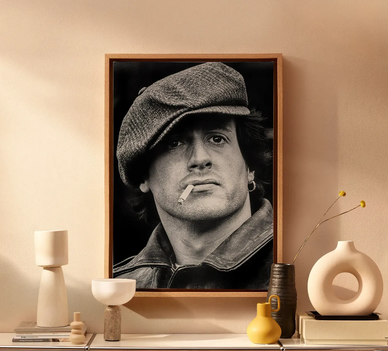 Ritratto d'epoca di Sylvester Stallone tela con Cornice a cassetta da Beth Pop Culture