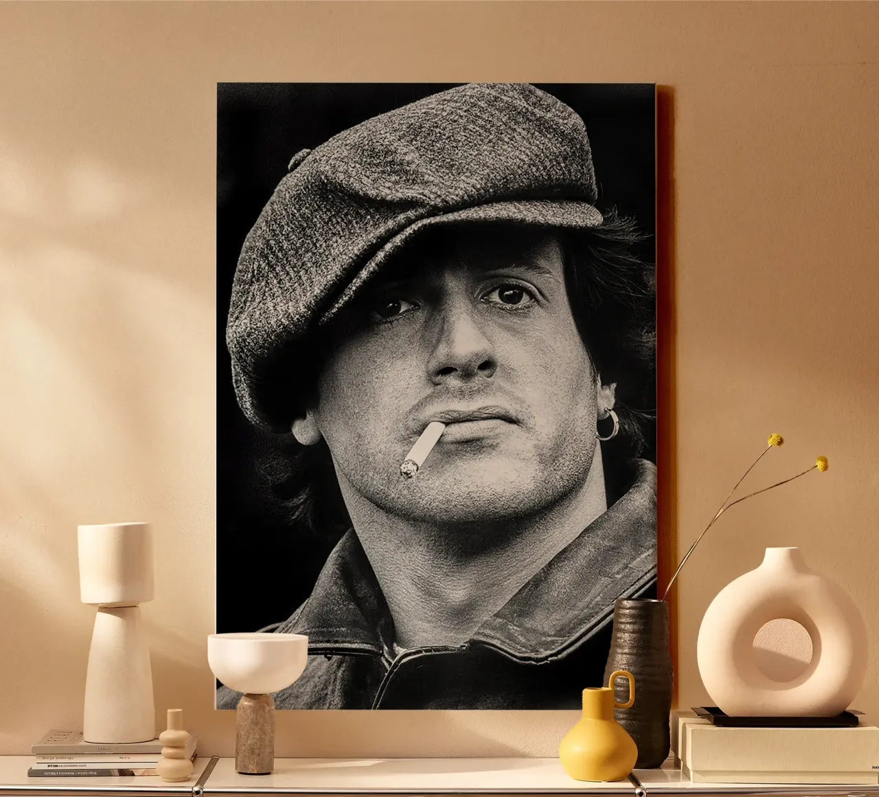 Ritratto d'epoca di Sylvester Stallone tela con Cornice a cassetta da Beth Pop Culture