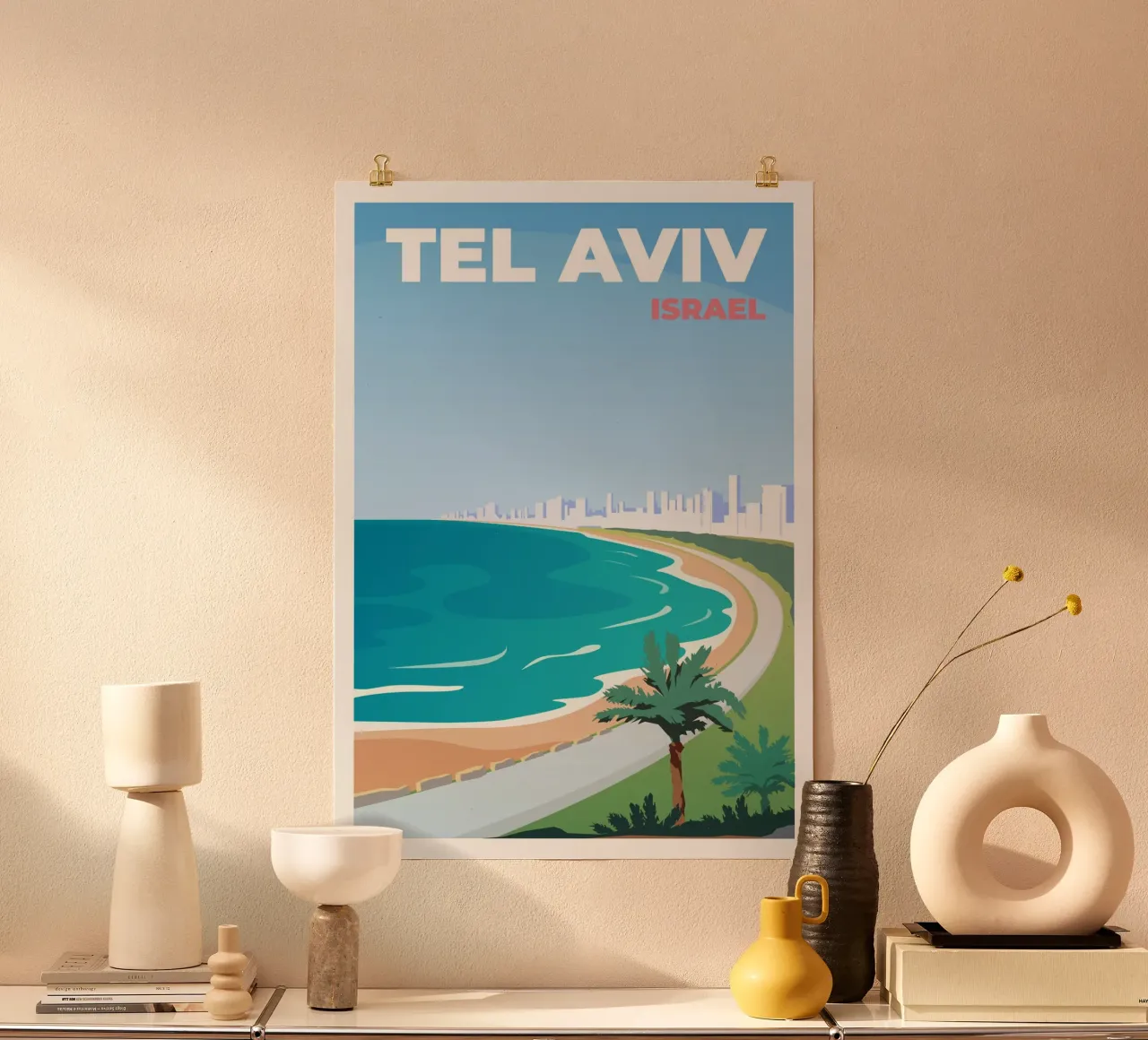 Tel Aviv, Israele poster con telaio in legno da Wanderlust Vibes