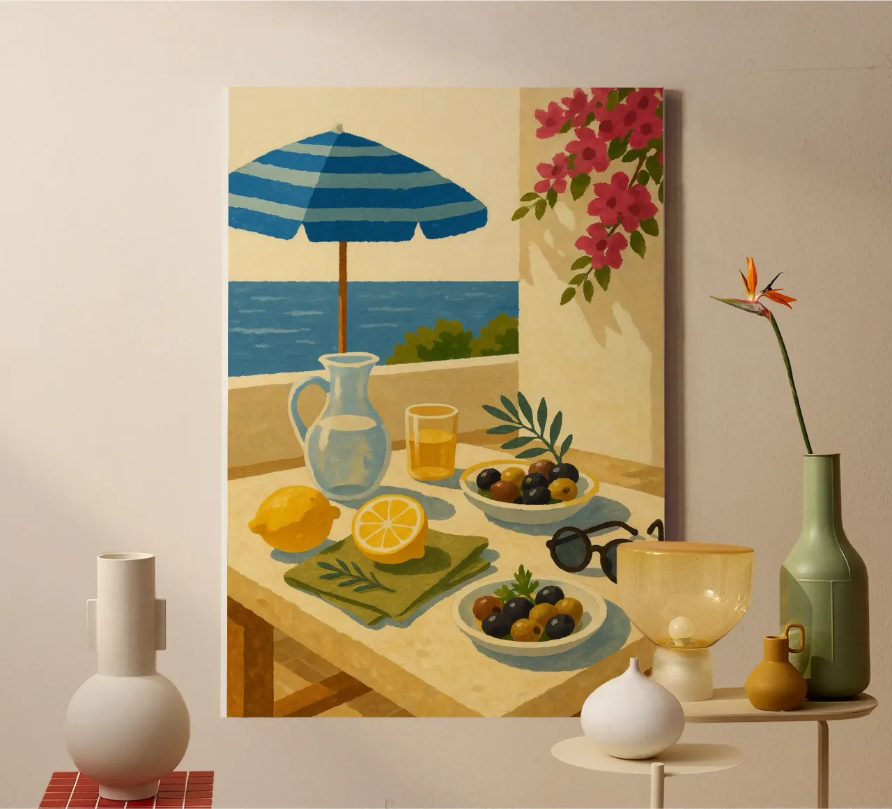Mediterranean Table tela con Cornice a cassetta da Mosaic Dialogue