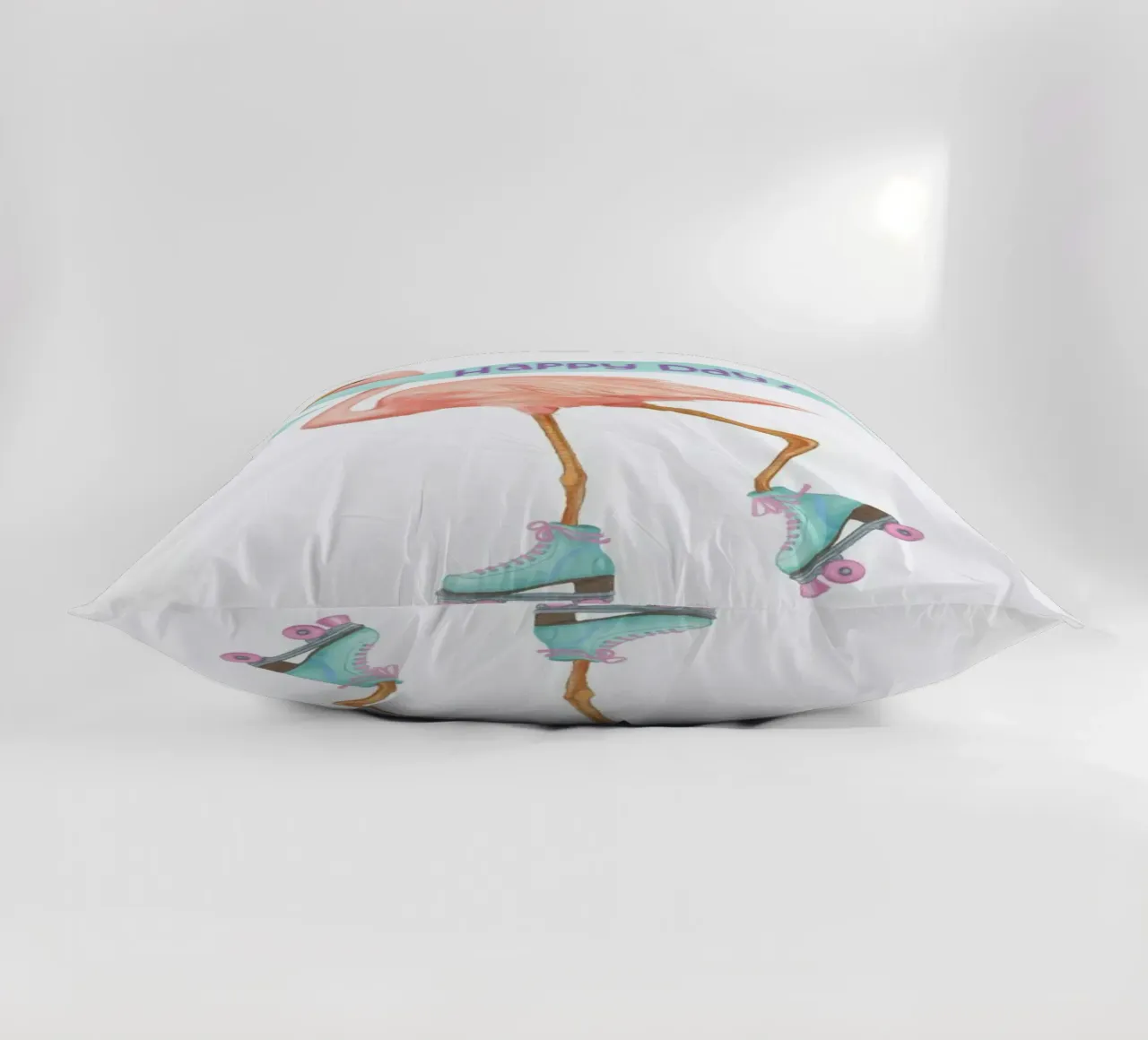 Rollerskating Flamigo cuscino da Laura Graves