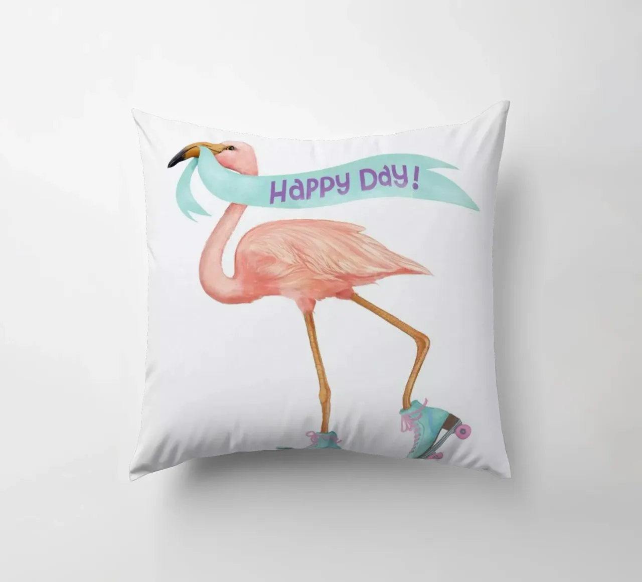 Rollerskating Flamigo cuscino da Laura Graves