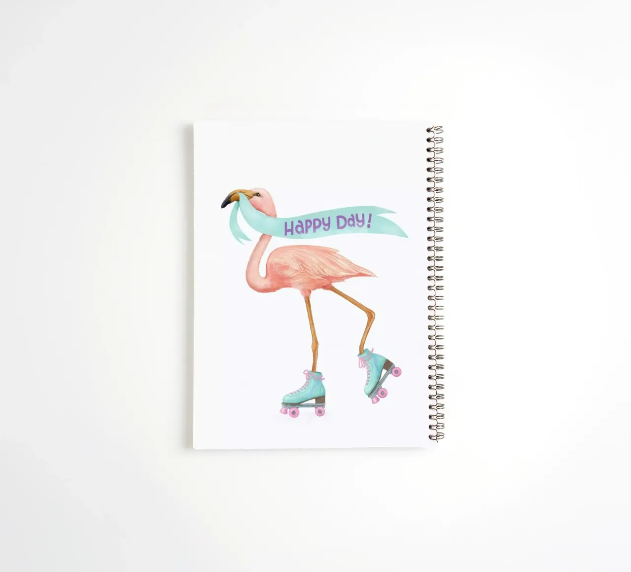 Rollerskating Flamigo spiral notebook by Laura Graves