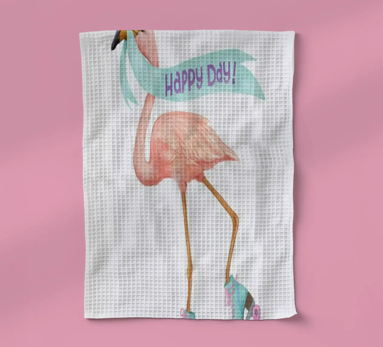 Rollerskating Flamigo canovaccio da cucina da Laura Graves